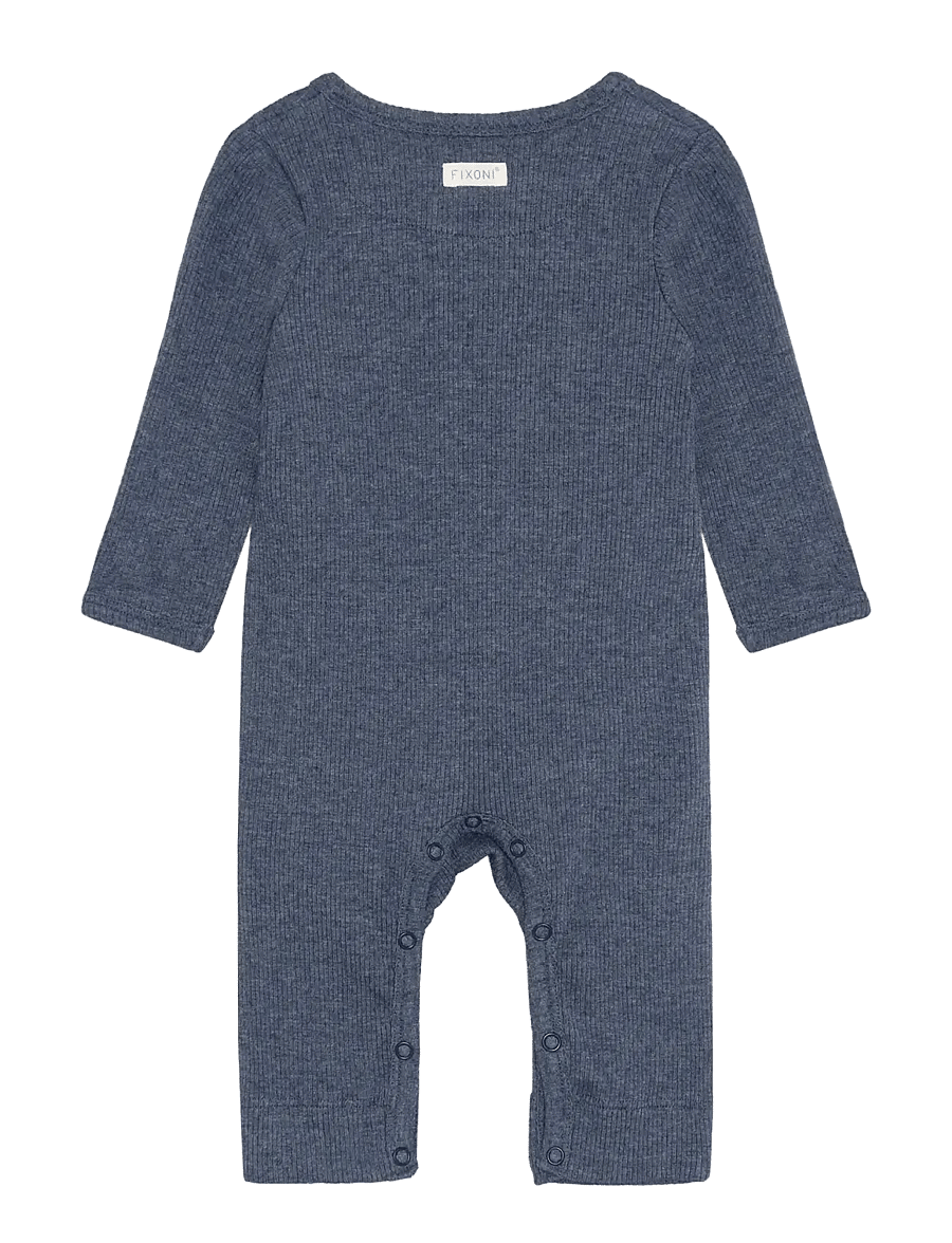 Fixoni - Rompers LS Melange Rib - pikkade varrukatega - vintage indigo melange - 1