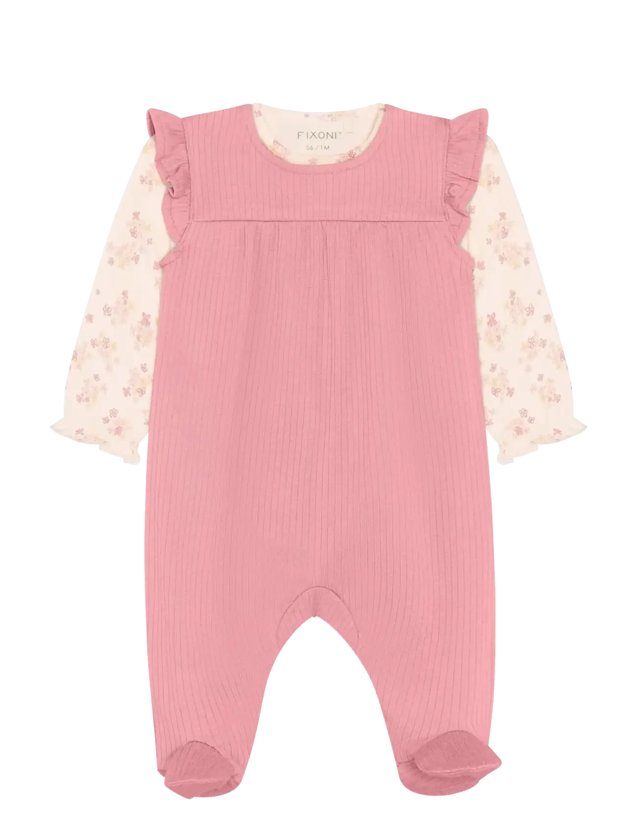 Fixoni Set W. Body And Romper Rib, 62, Sets, Rosa - Sets With Body, Kinder