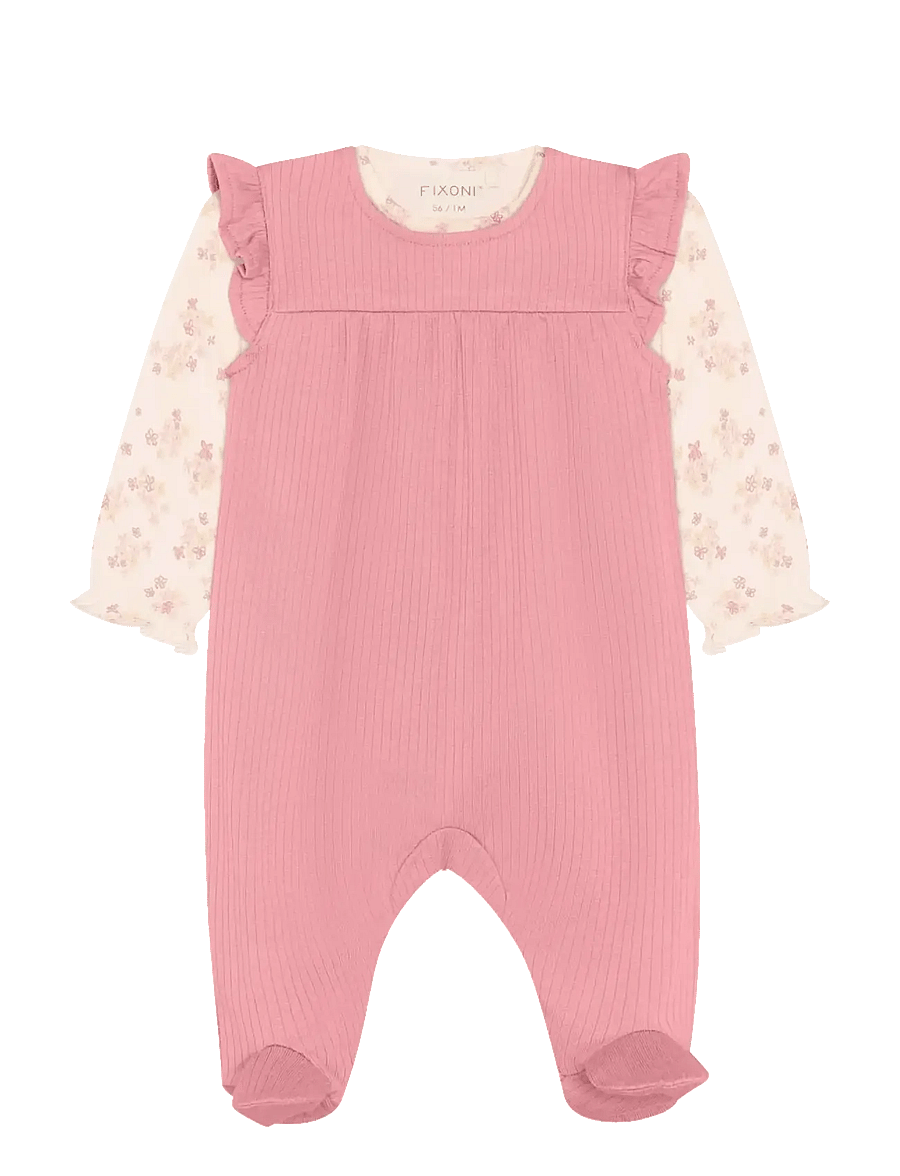 Fixoni - Set w. Body and Romper Rib - bodiga komplektid - dusty rose - 0