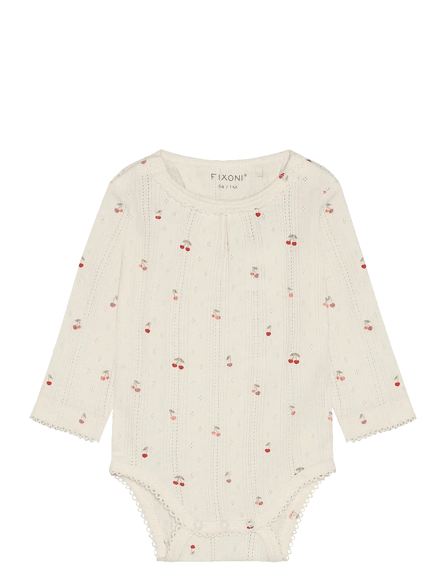 Fixoni - Body LS Pointelle - långärmade bodies - eggnog - 0