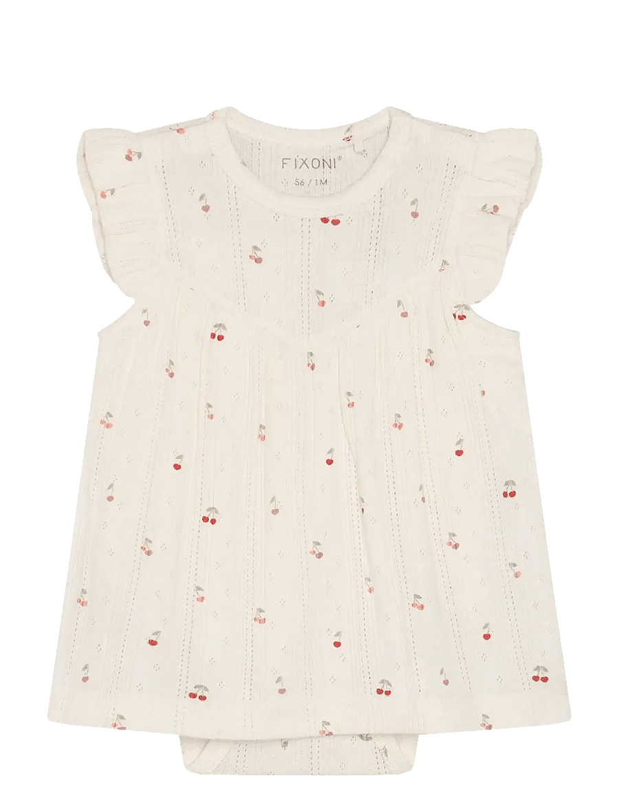 Fixoni - Body Dress SS Pointelle - kortærmede babykjoler - eggnog - 1