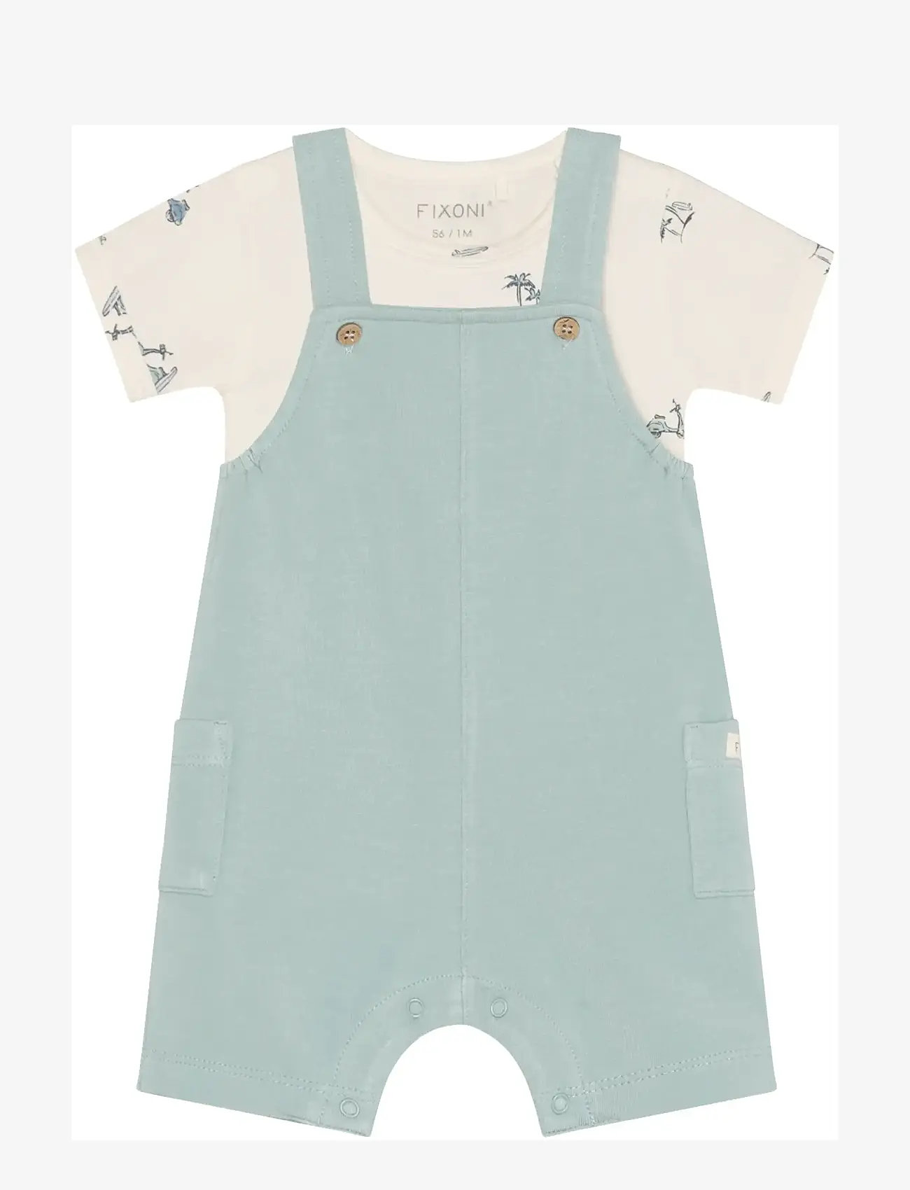 Fixoni - Set w. Body and Romper Sweat - sets mit kurzärmeligem t-shirt - gray mist - 1