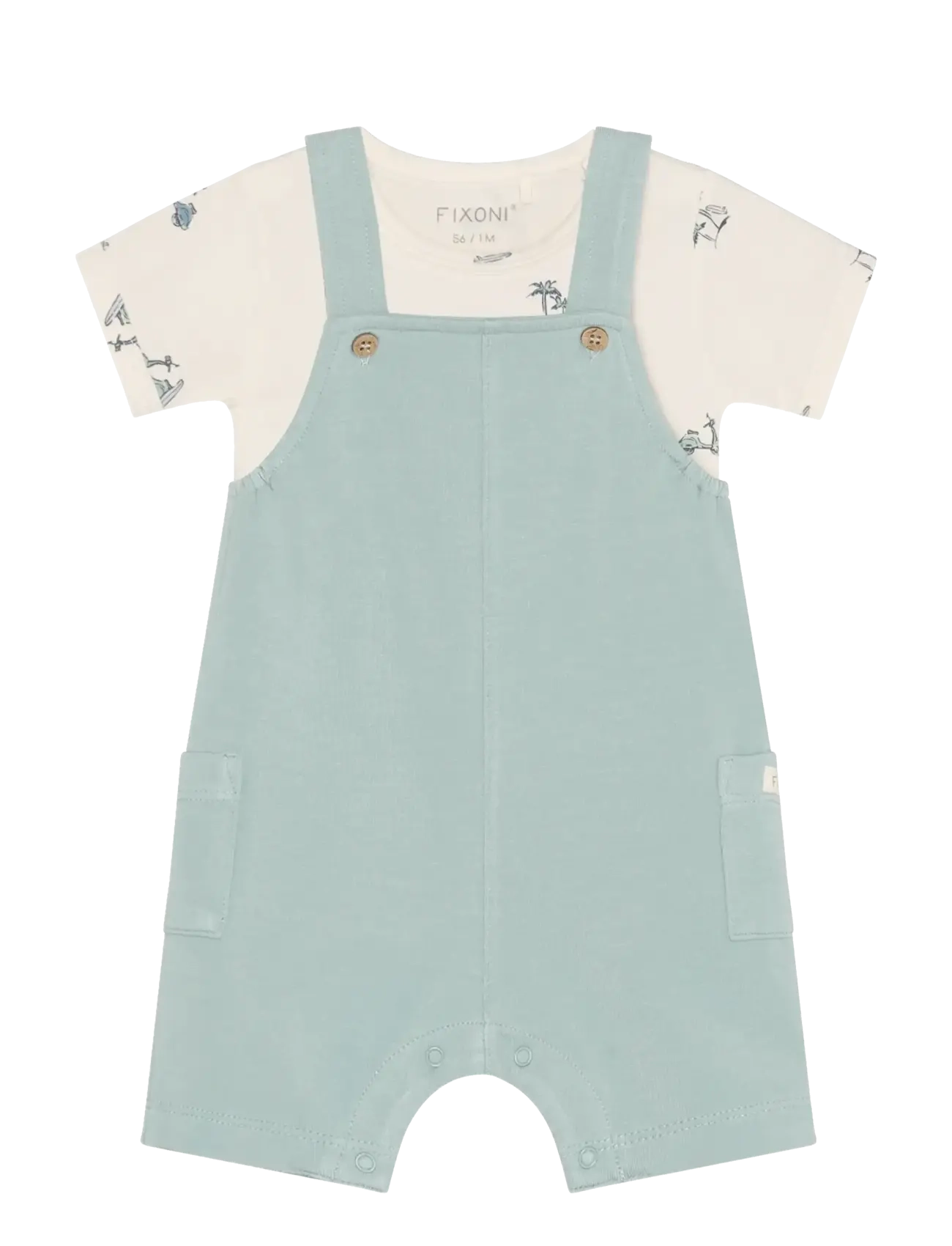 Fixoni Set w. Body and Romper Sweat - Fixoni - GRAY MIST / blue