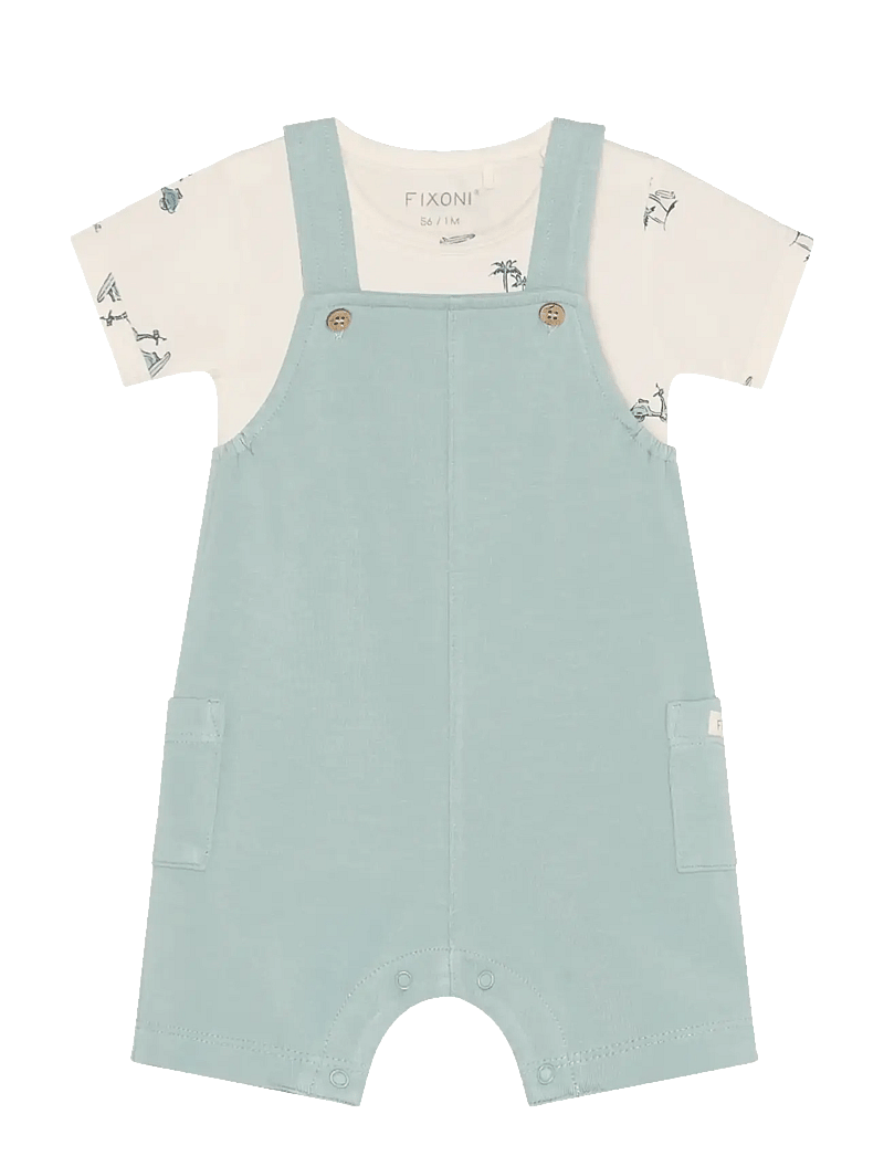Fixoni - Set w. Body and Romper Sweat - sets mit kurzärmeligem t-shirt - gray mist - 1