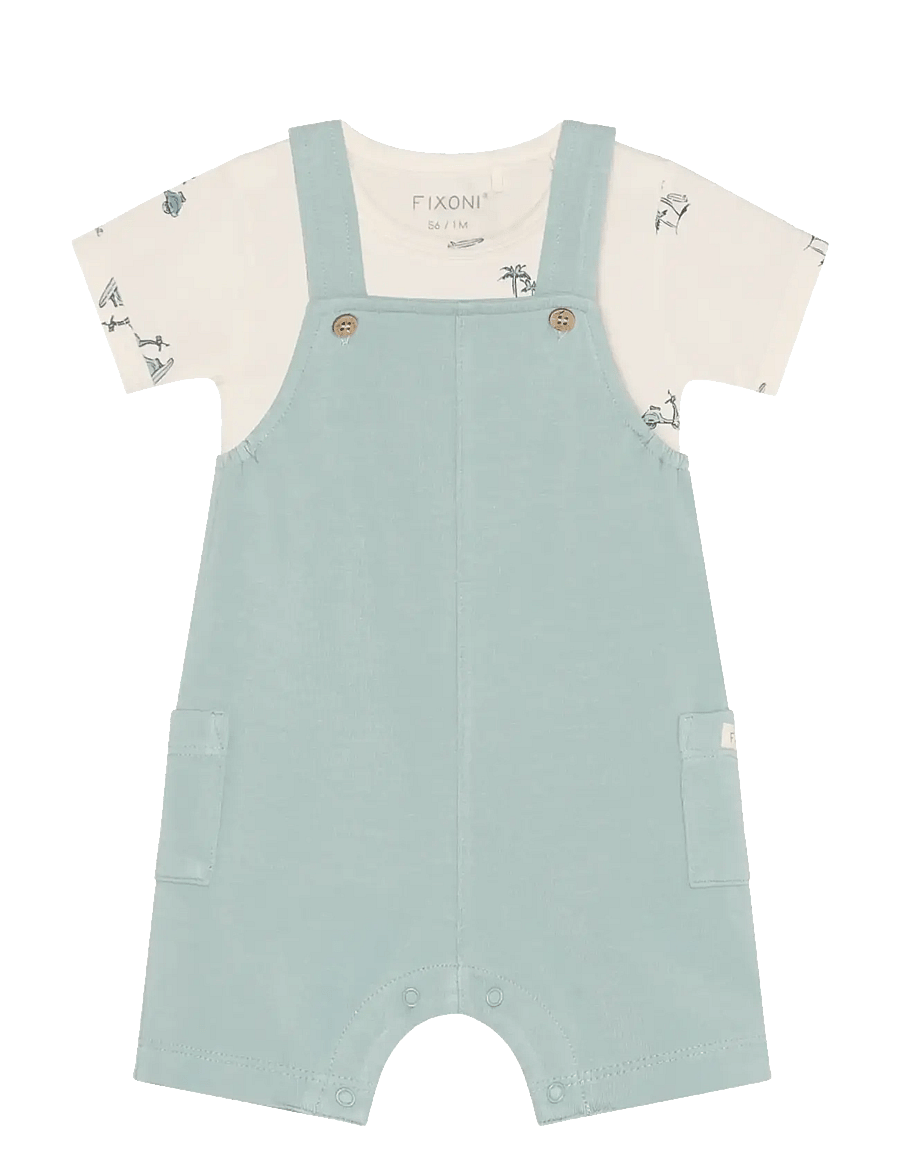 Fixoni - Set w. Body and Romper Sweat - komplekti ar t-kreklu ar īsām piedurknēm - gray mist - 1