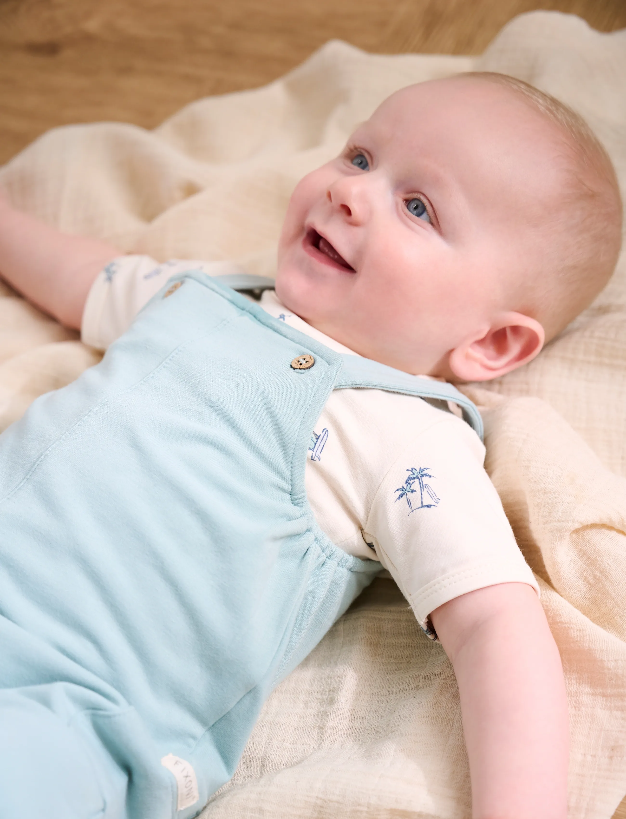 Fixoni Set W. Body And Romper Sweat, 80, Blue, Sæt > Sæt Med Kortærmet T-Shirt, Børn