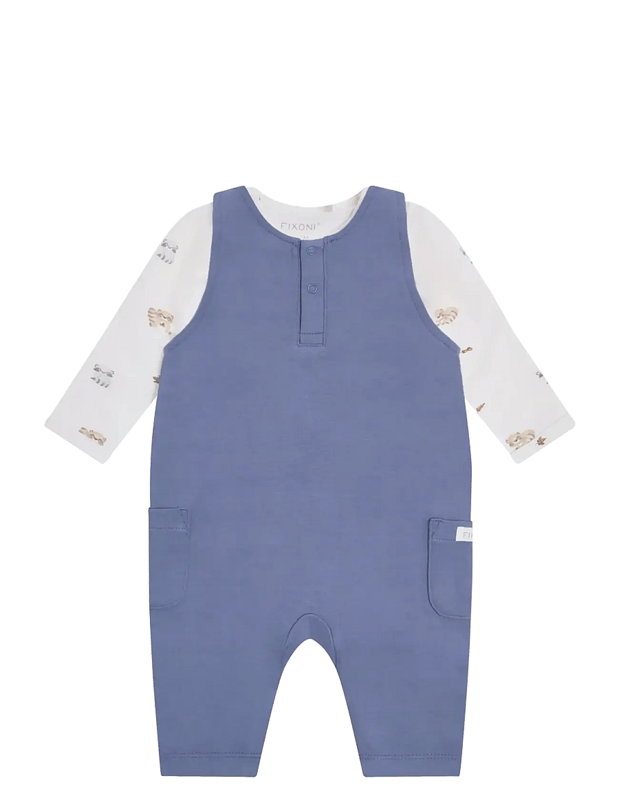 Fixoni - Set w. Body and Romper Sweat - sæt med body - grisaille - 0