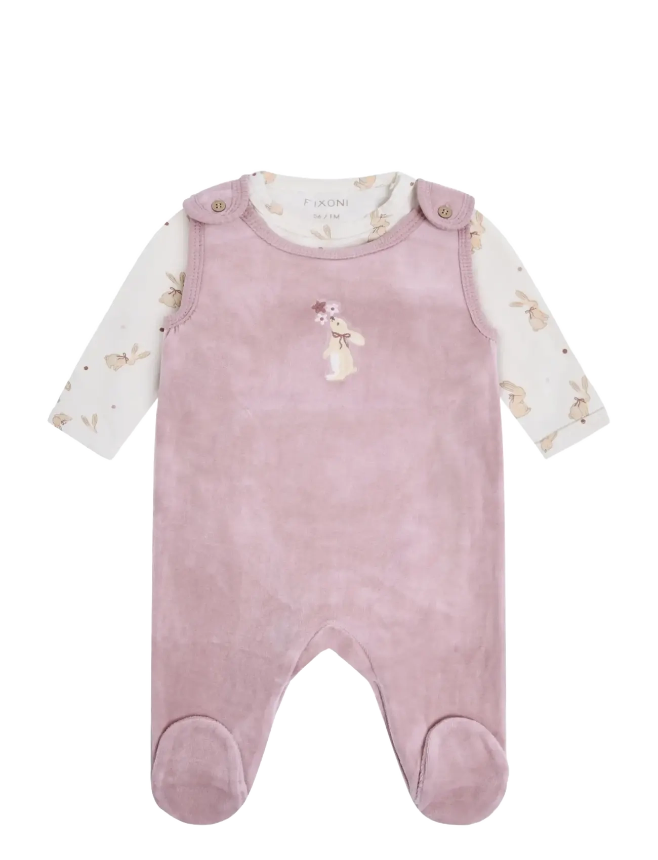 Fixoni Set W. Body And Velour Romper, 56, Sets, Lila - Sets With Body, Kinder