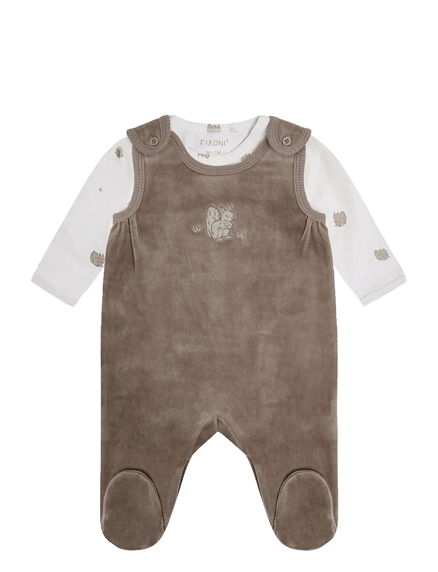 Fixoni - Set w. Body and Velour Romper - mountain trail - 0