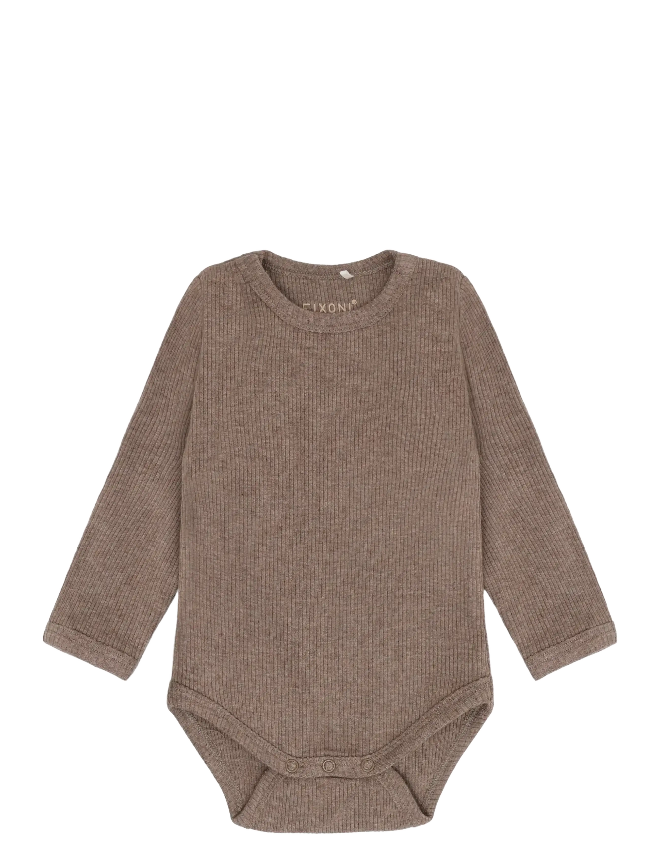 Fixoni Body LS Melange Rib - Shoppa efter storlek - MOUNTAIN TRIAL MELANGE / brown