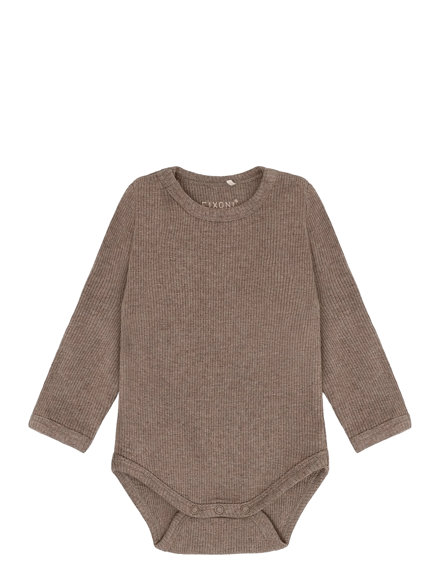 Fixoni - Body LS Melange Rib - langærmede bodyer - mountain trial melange - 1
