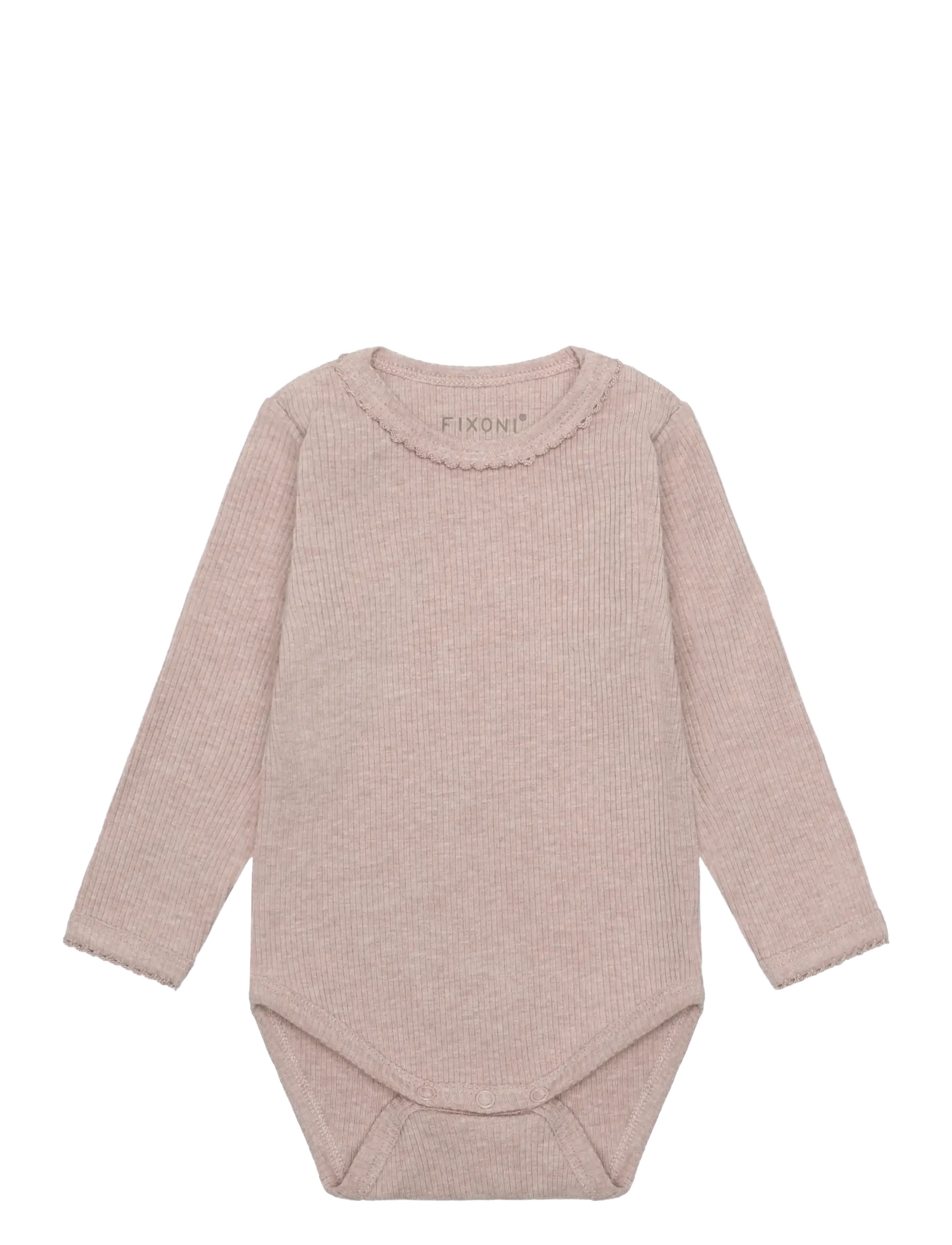 Fixoni Body LS Melange Rib - Shoppa efter storlek - PALE MAUVE MELANGE / pink/rose