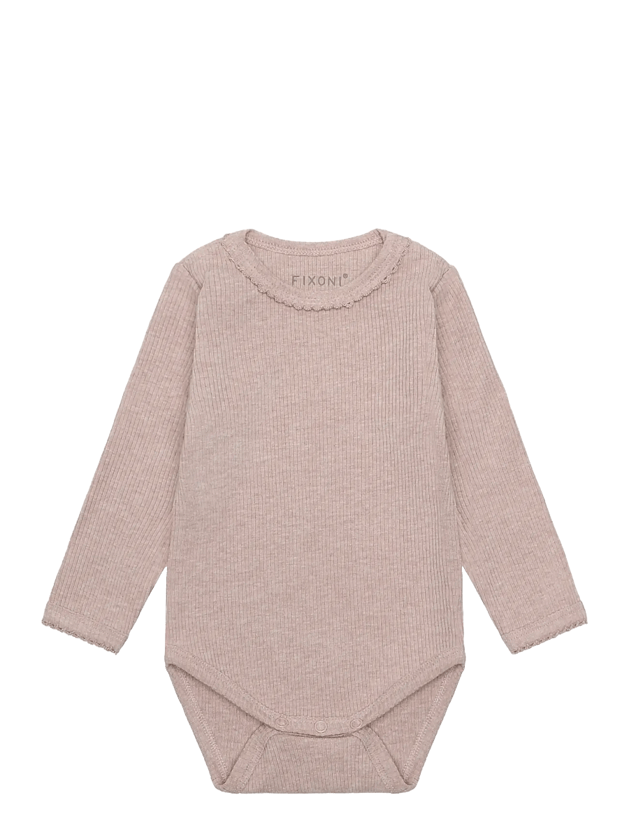 Fixoni - Body LS Melange Rib - långärmade bodies - pale mauve melange - 0