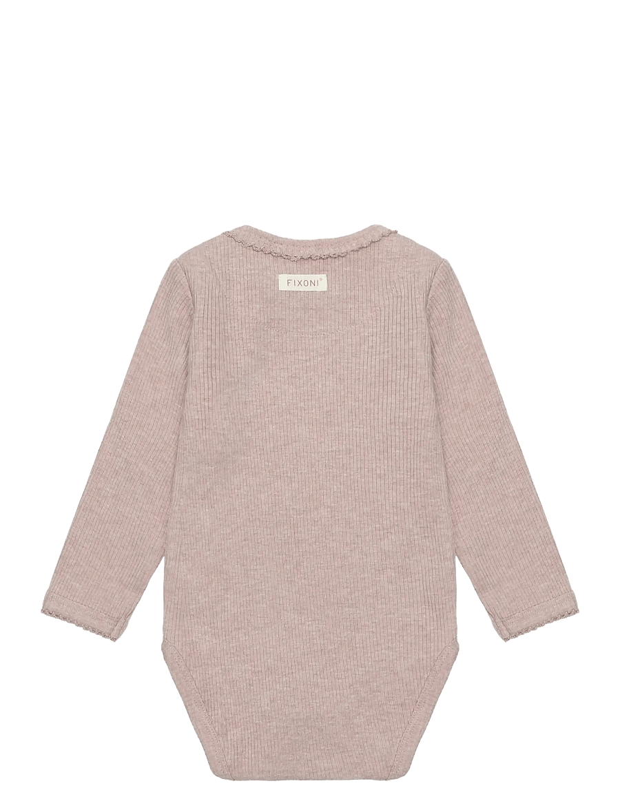 Fixoni - Body LS Melange Rib - långärmade bodies - pale mauve melange - 1