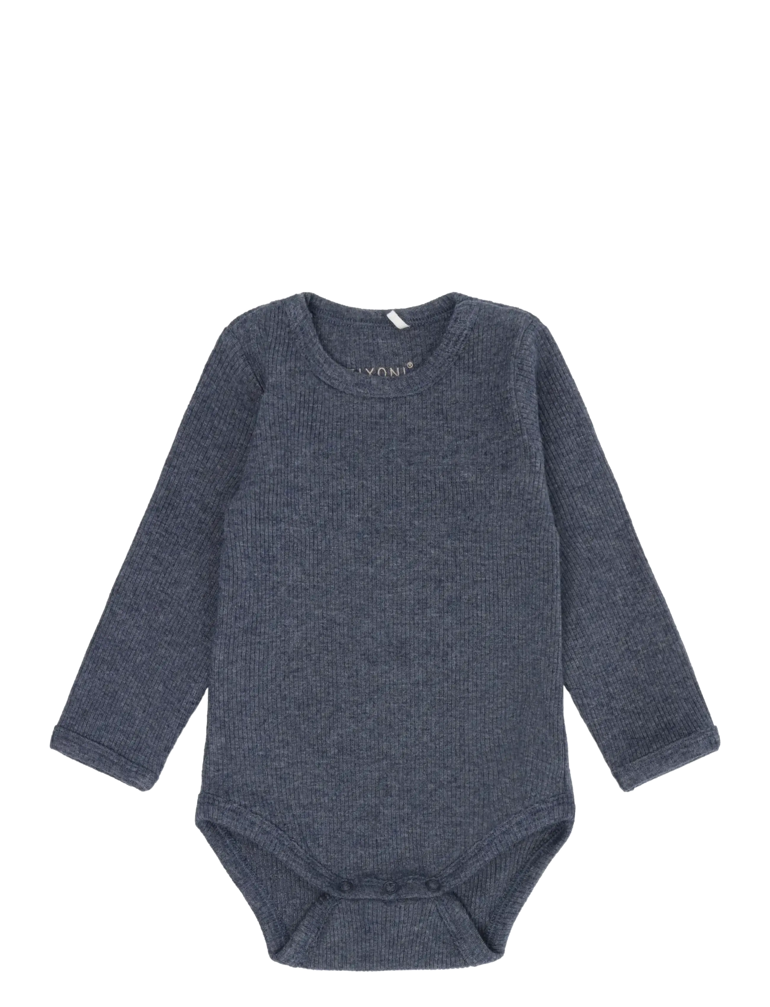 Fixoni Body LS Melange Rib - Shoppa efter storlek - VINTAGE INDIGO MELANGE / brown