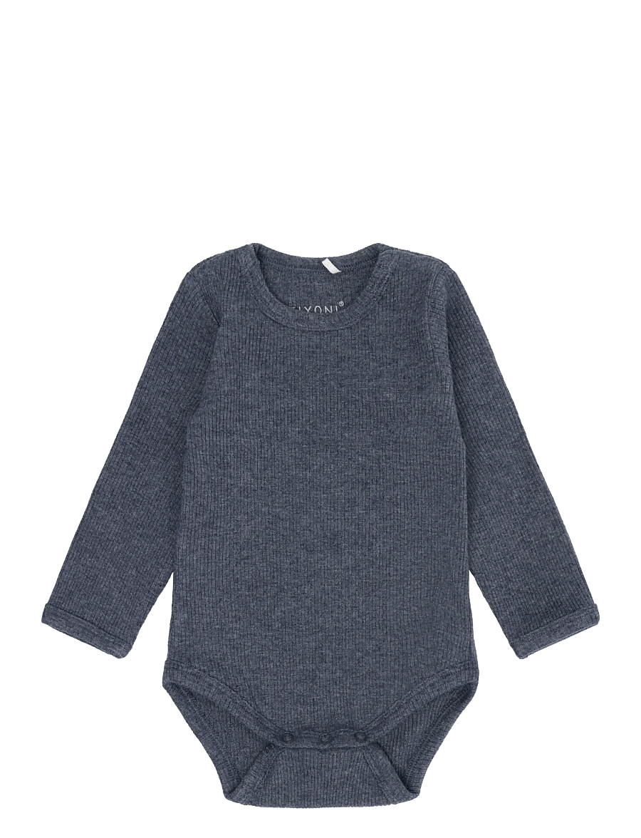 Fixoni - Body LS Melange Rib - långärmade bodies - vintage indigo melange - 0