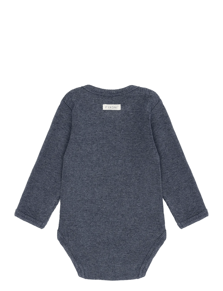 Fixoni - Body LS Melange Rib - långärmade bodies - vintage indigo melange - 1