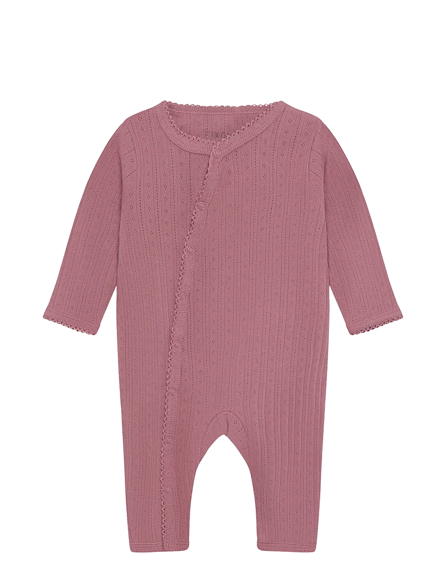 Fixoni - Romper LS Pointelle - langærmede heldragter - nostalgia rose - 0
