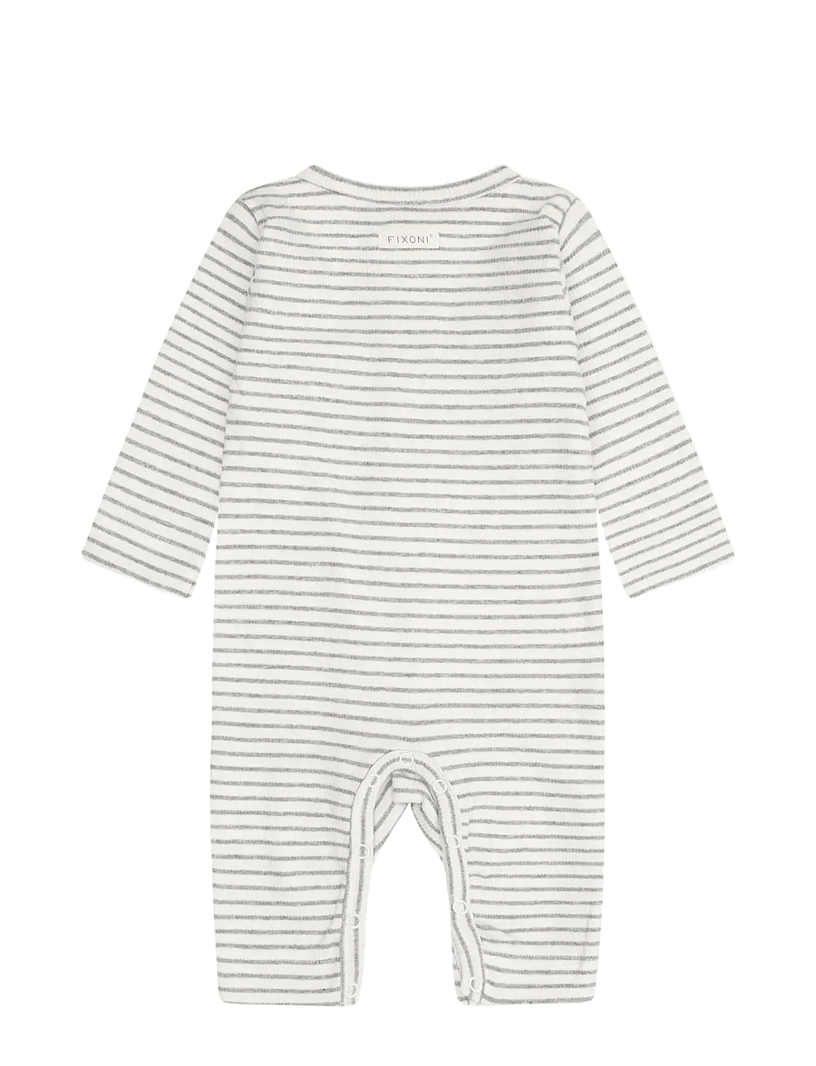 Fixoni - Romper LS Rib - langærmede heldragter - flint gray melange - 1