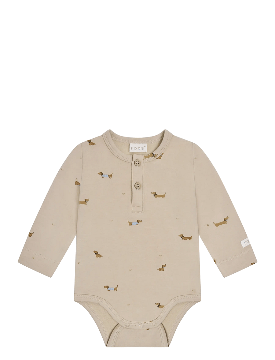 Fixoni - Body LS Sweat - langärmelige bodys - humus - 1