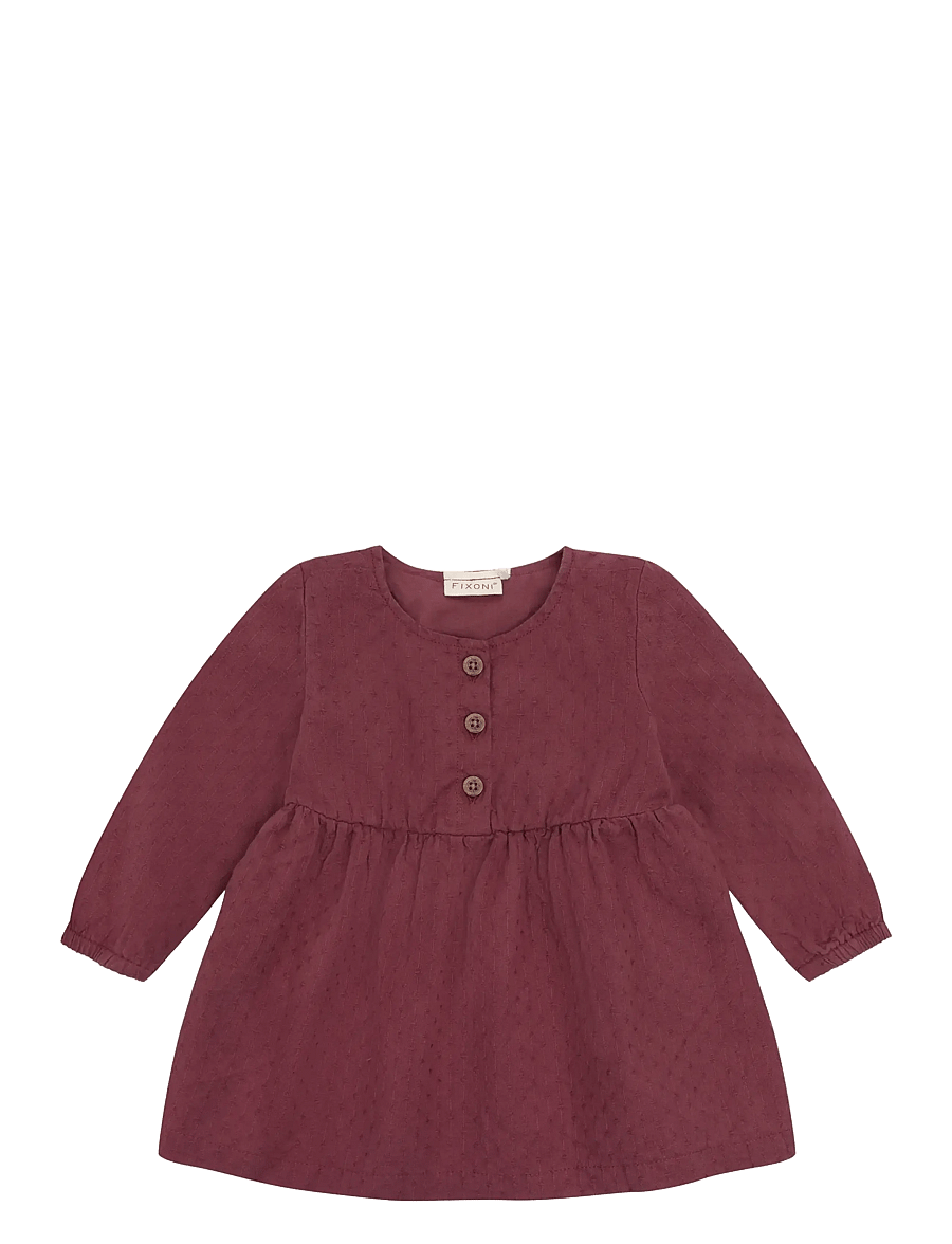 Fixoni - Dress LS Woven - langärmelige babykleider - crushed berry - 0