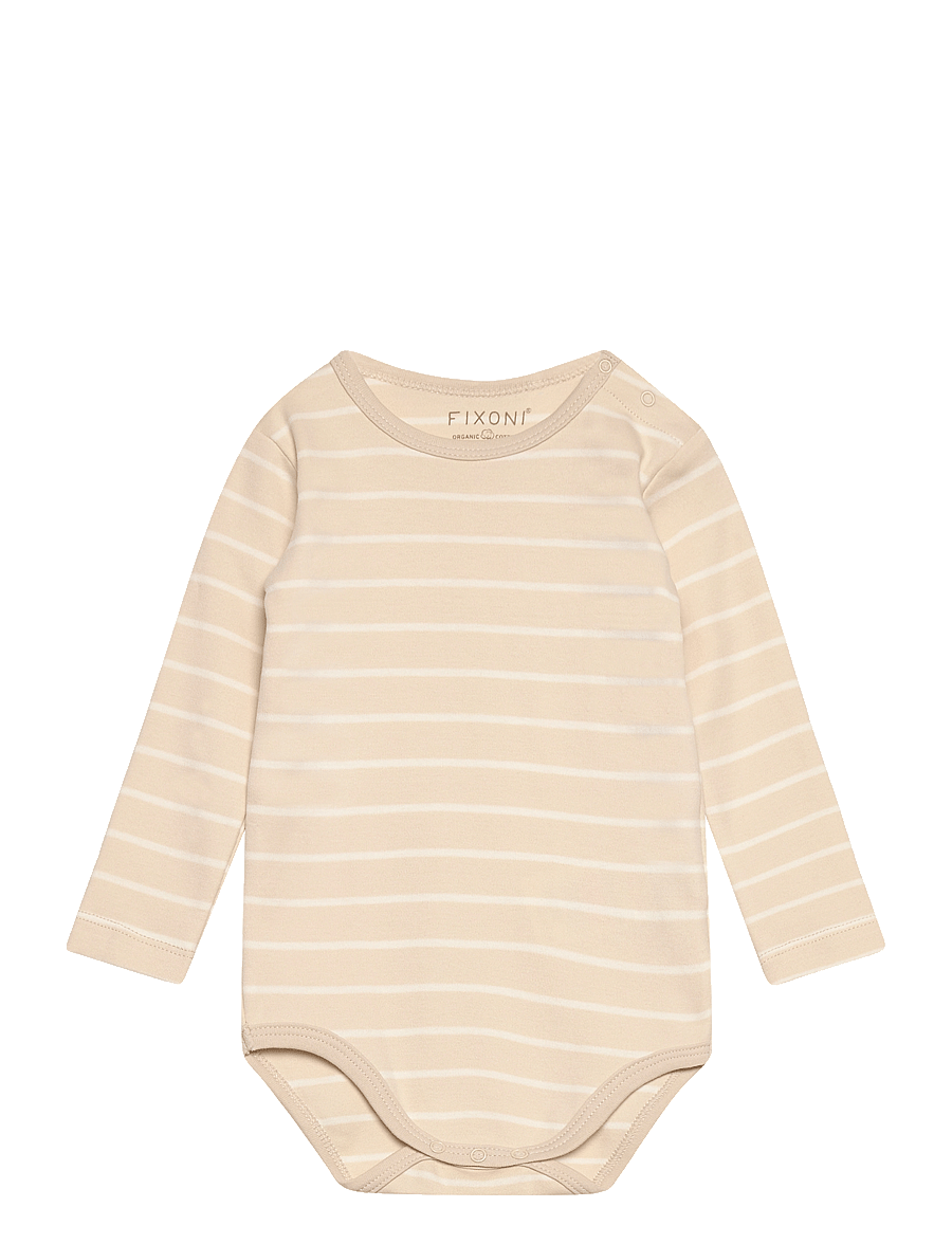 Fixoni - Body LS w. YD stripe - långärmade bodies - oatmeal - 0