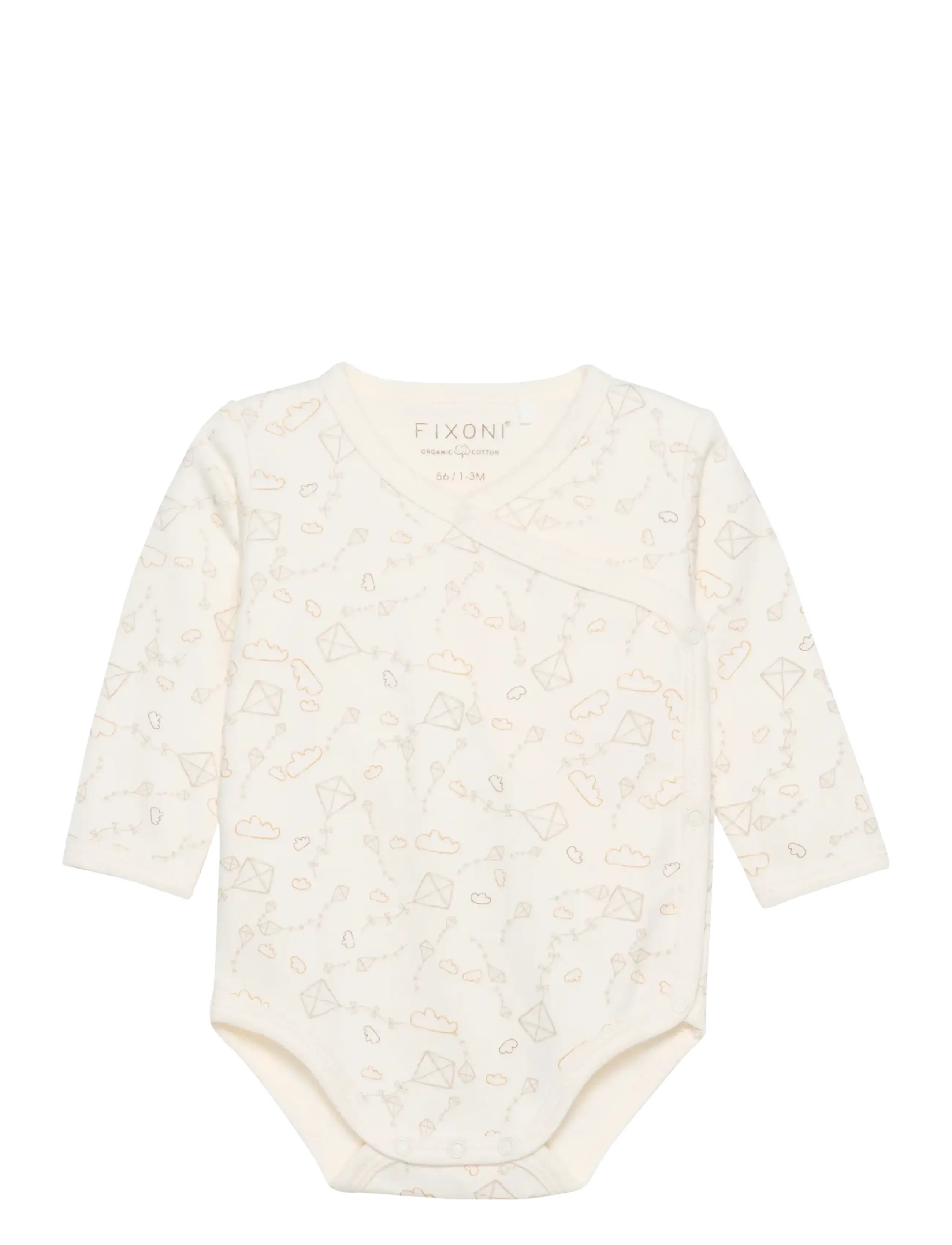 Fixoni Wrap Body Ls W.aop, 68, Bodys, Creme - Kinder