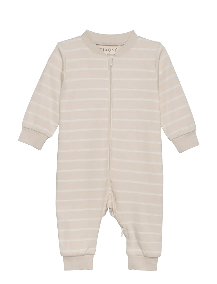 Fixoni - Nightsuit w.zipper - sovoveraller - oatmeal - 0
