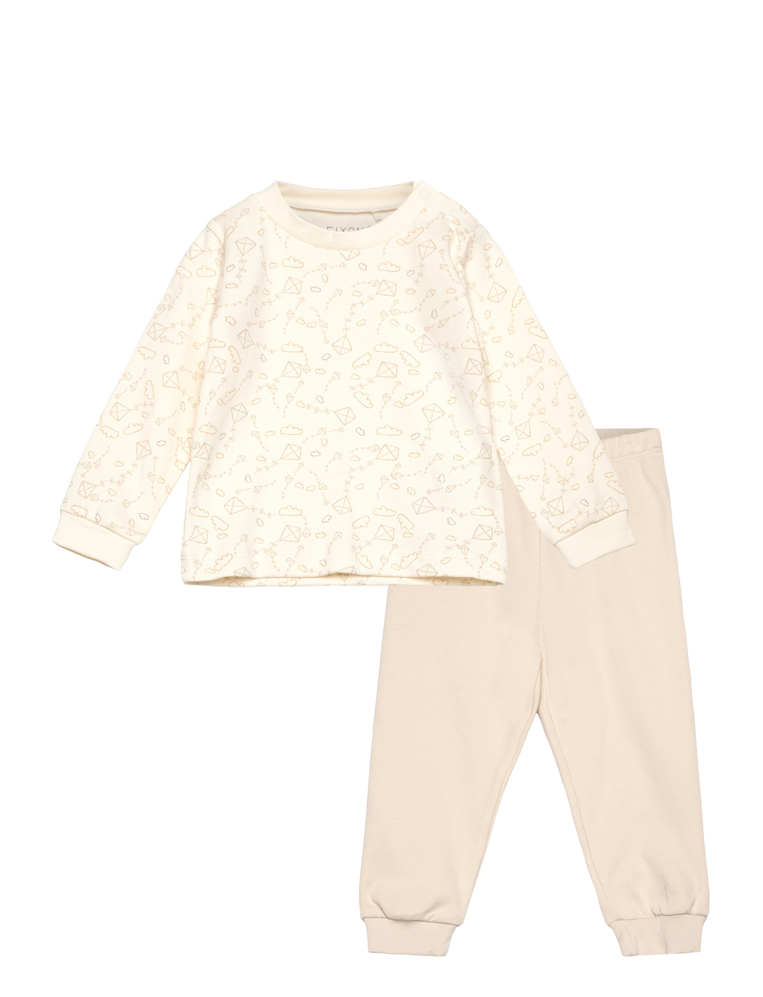 Fixoni Pyjama Set, 92, Beige, Pyjamas > Pyjamas-Sæt, Børn