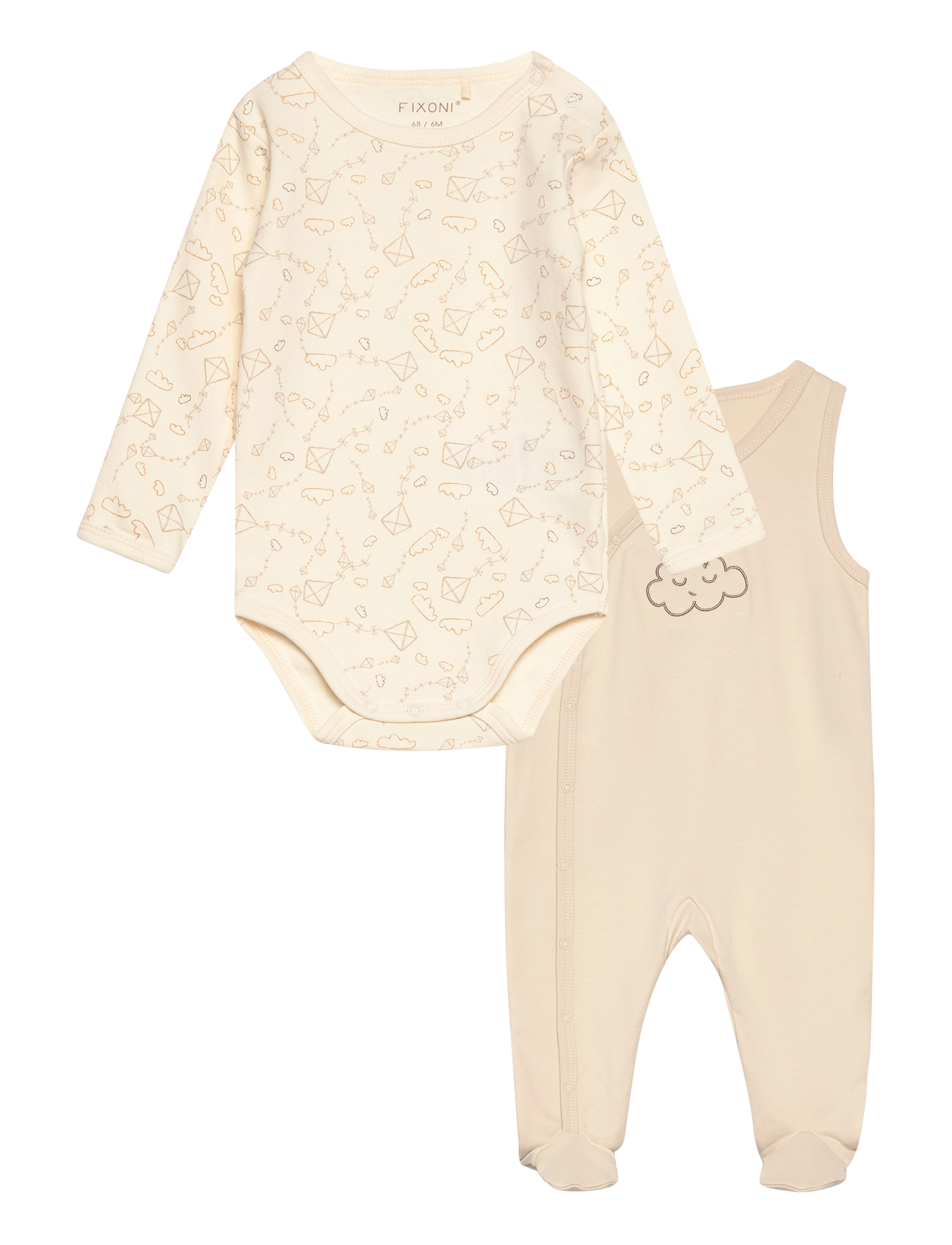 Fixoni Body Ls W.romper, 44, Cream, Sæt > Sæt Med Krop, Børn