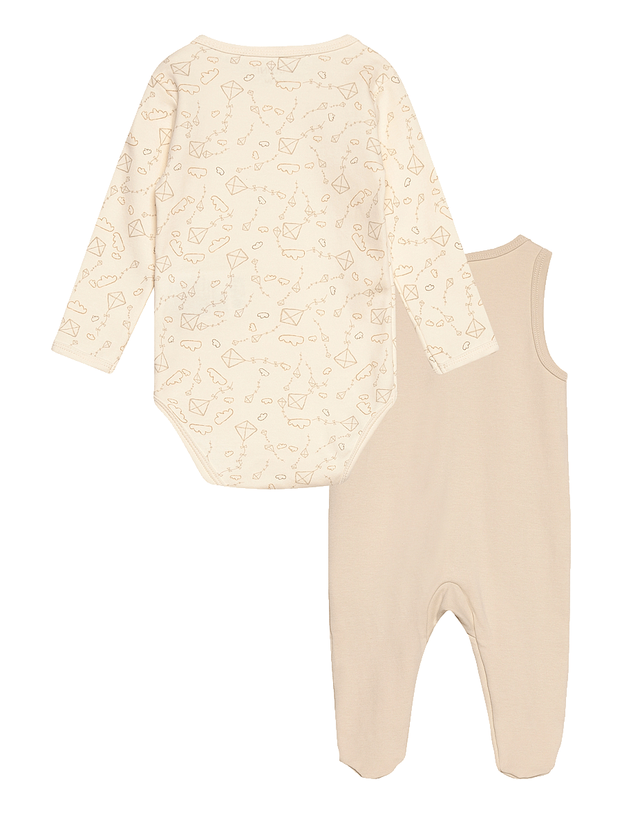 Fixoni - Body LS w.Romper - set med body - oatmeal - 1