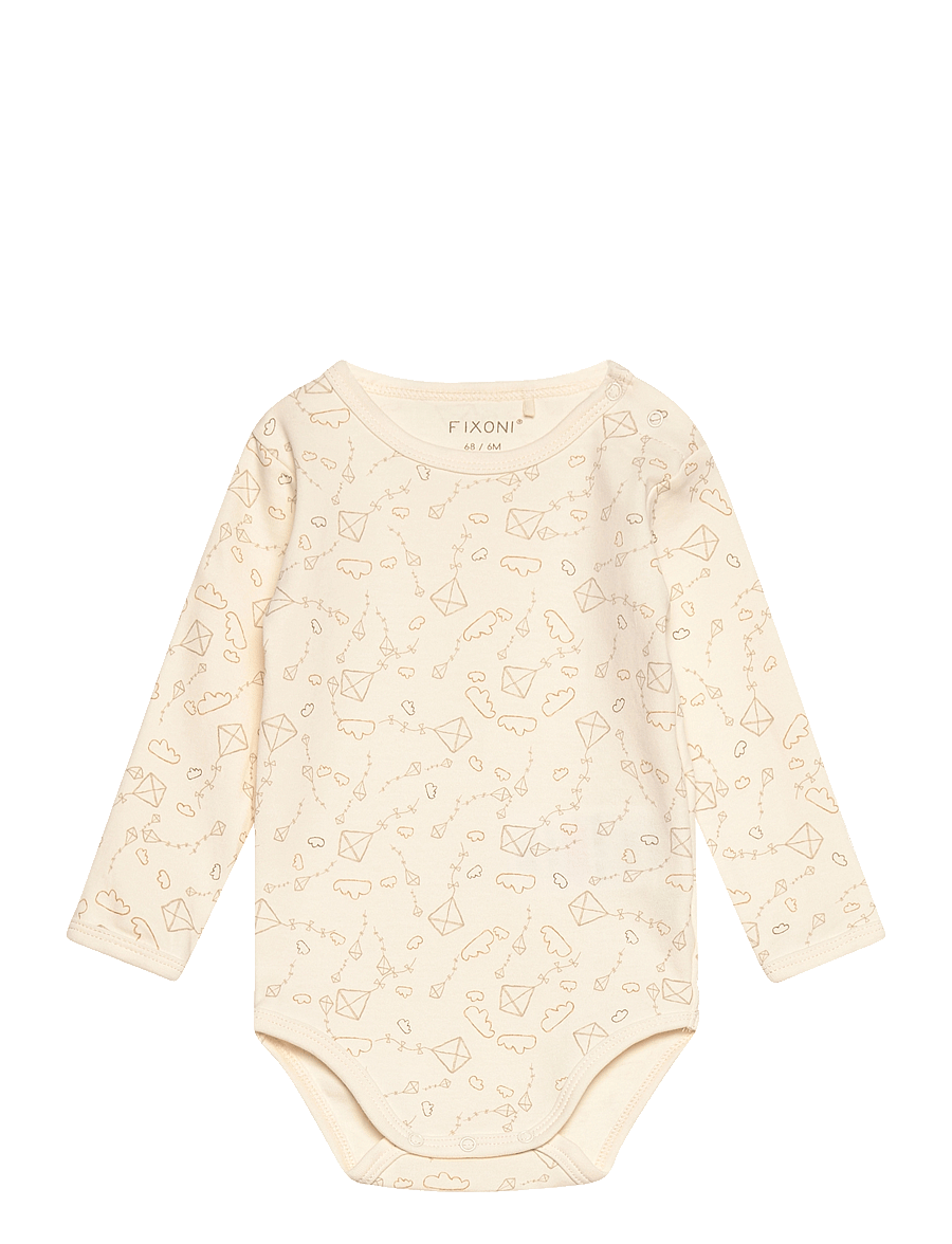 Fixoni - Body LS w.Romper - set med body - oatmeal - 2