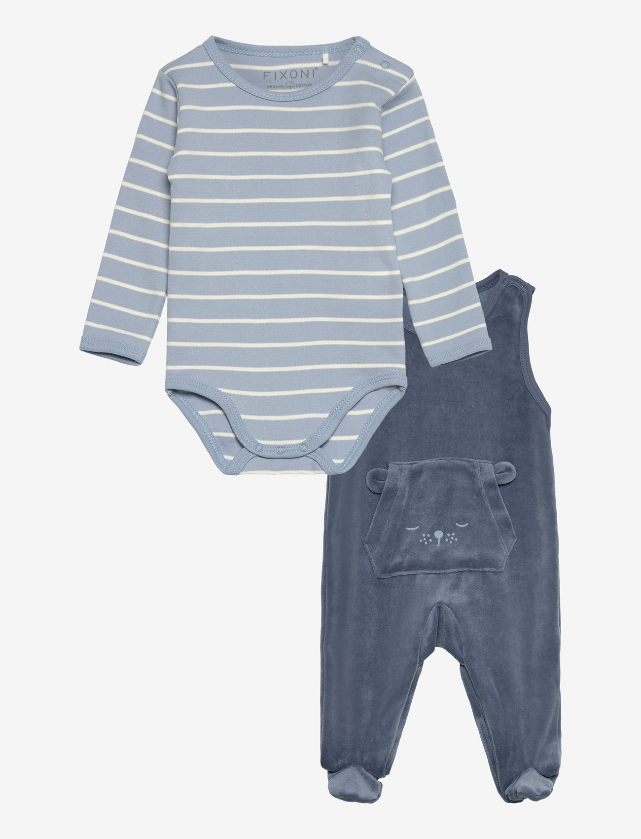 Fixoni - Body LS w.Velour Romper - set med body - blue fushion - 0