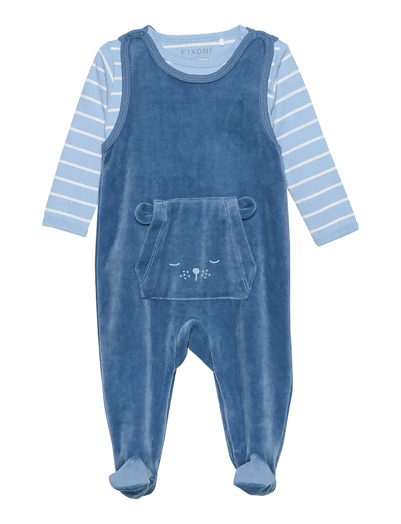Fixoni - Body LS w.Velour Romper - bodiga komplektid - blue fushion - 0