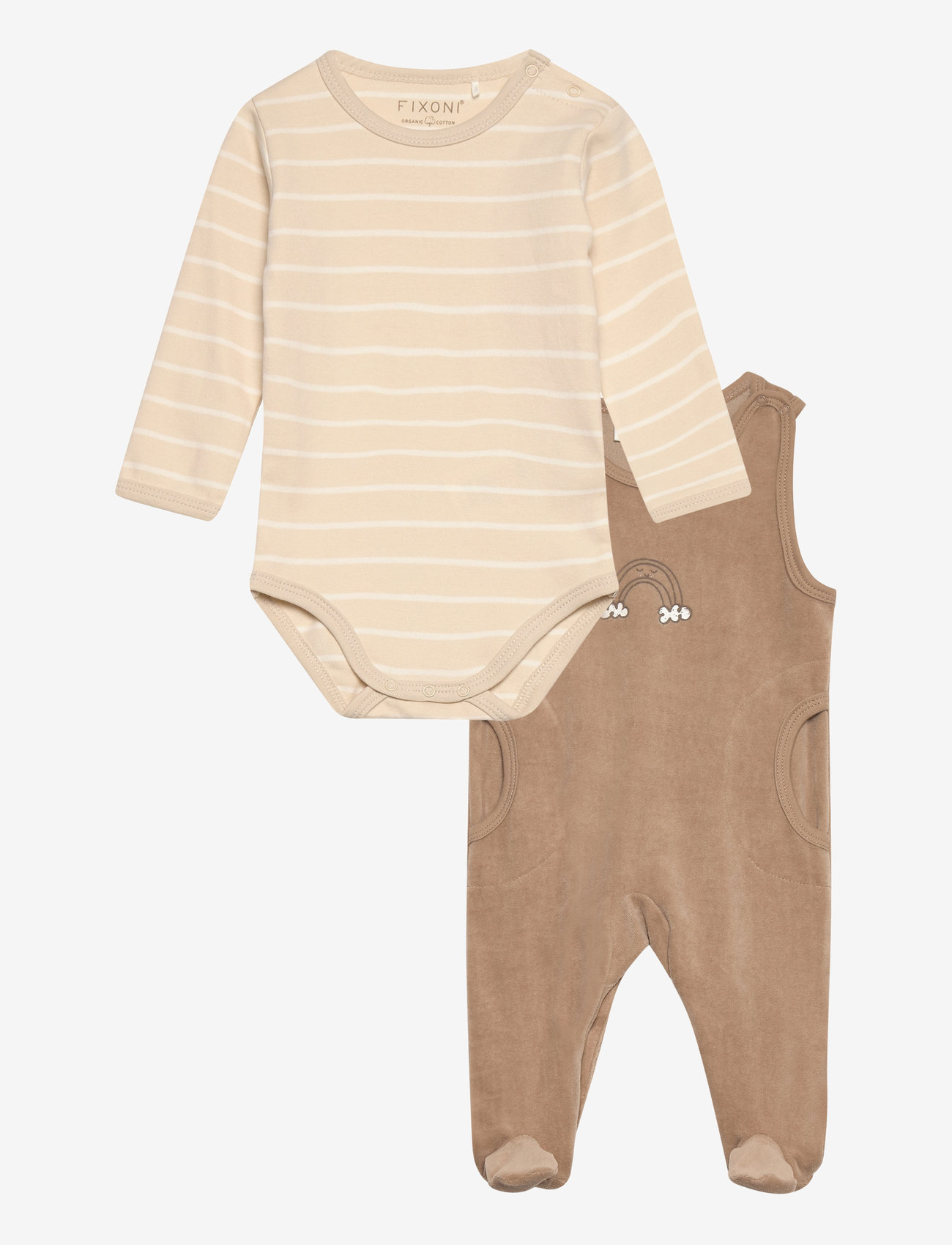 Fixoni - Body LS w.Velour Romper - bodiga komplektid - dune - 0