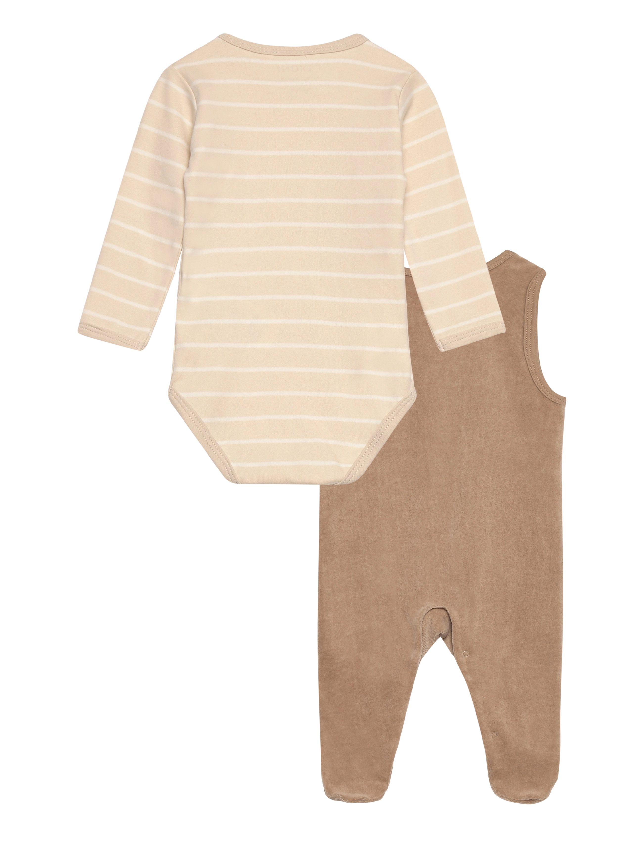 Fixoni - Body LS w.Velour Romper - sett með samfellu - dune - 1