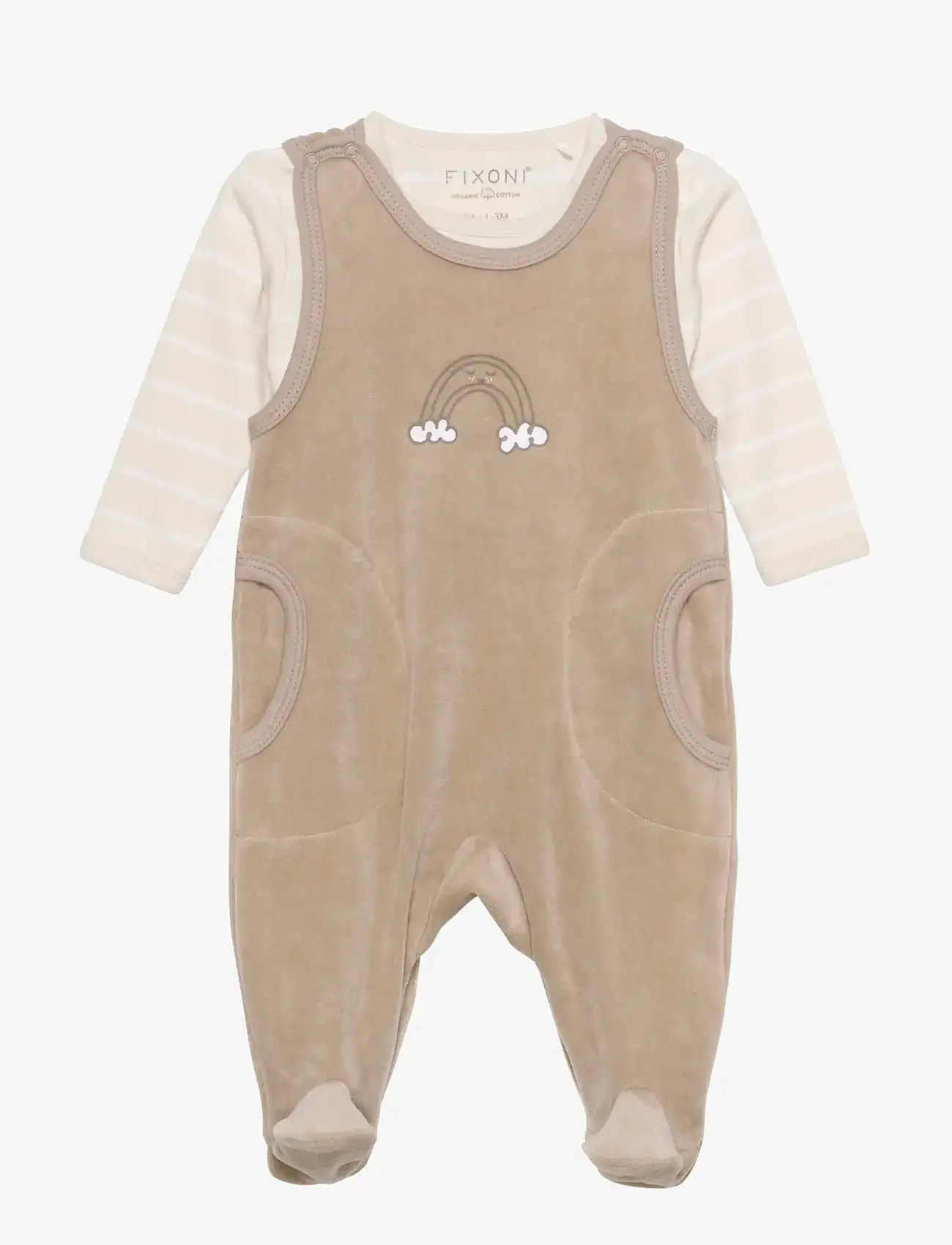 Fixoni - Body LS w.Velour Romper - sets mit body - dune - 4
