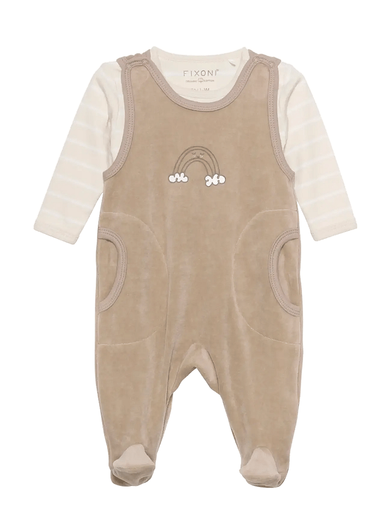 Fixoni - Body LS w.Velour Romper - sets mit body - dune - 4