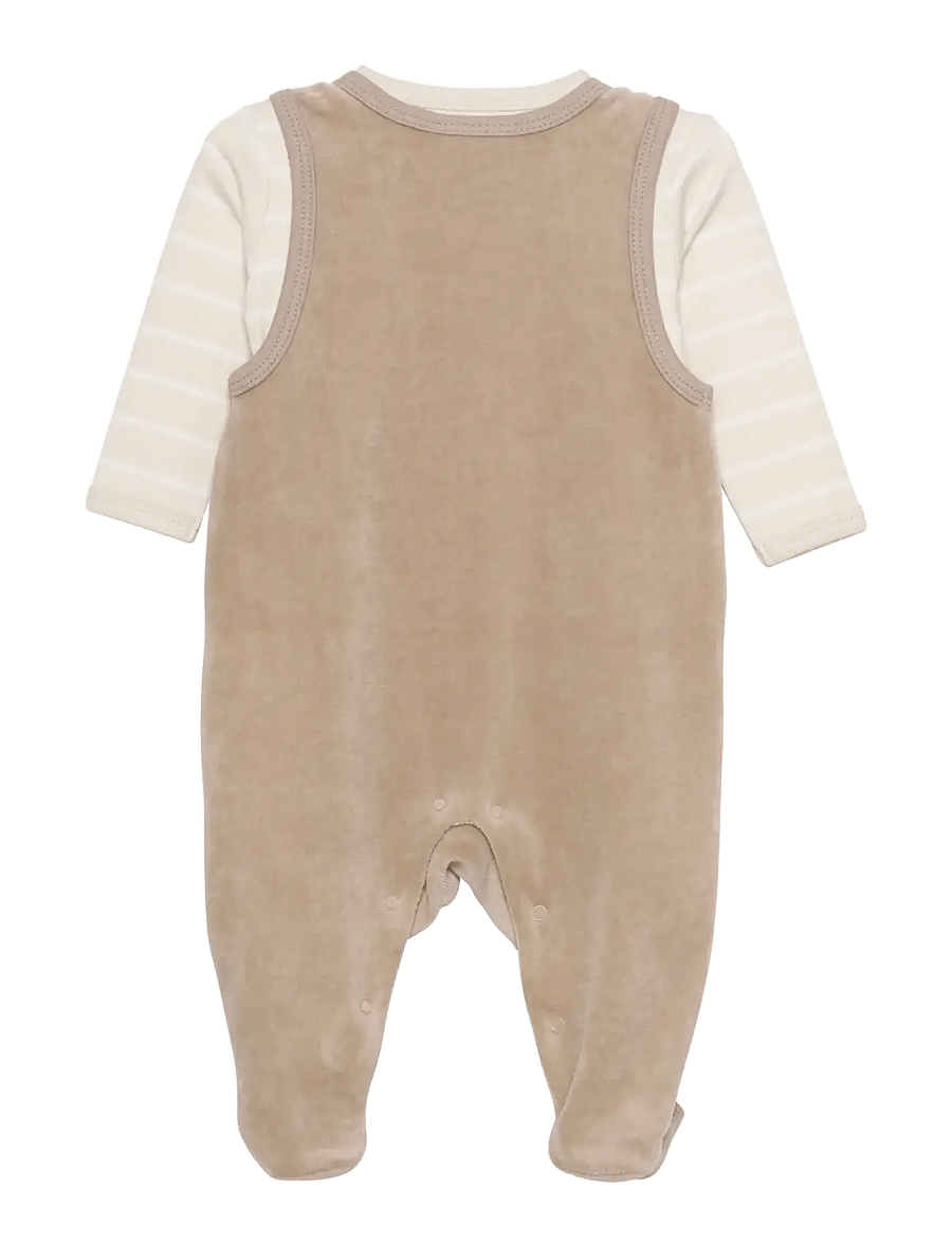 Fixoni - Body LS w.Velour Romper - sett með samfellu - dune - 5