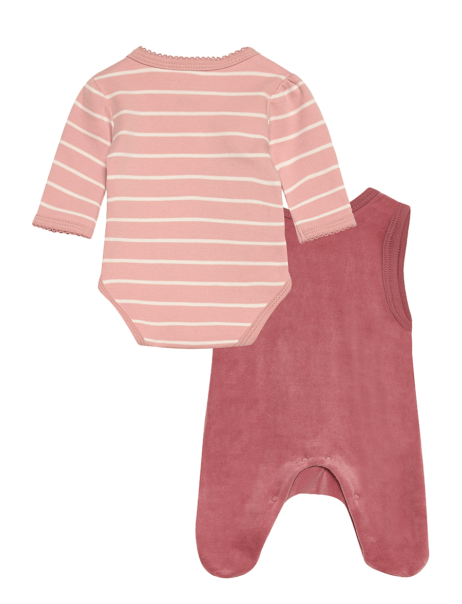 Fixoni - Body LS w.Velour Romper - sæt med body - withered rose - 1