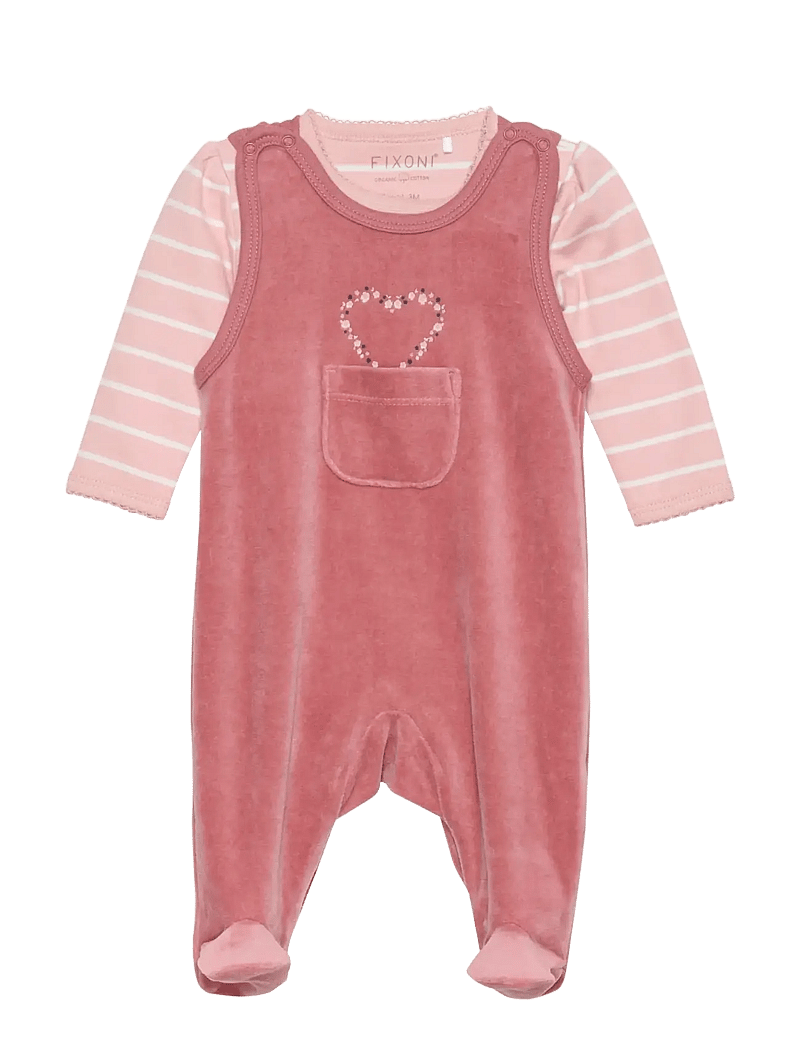 Fixoni - Body LS w.Velour Romper - sets mit body - withered rose - 4
