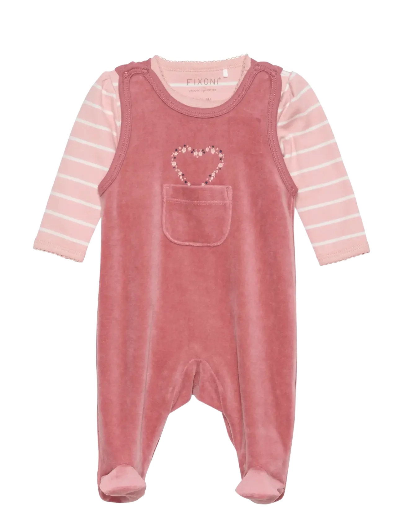 Fixoni - Body LS w.Velour Romper - sæt med body - withered rose - 4