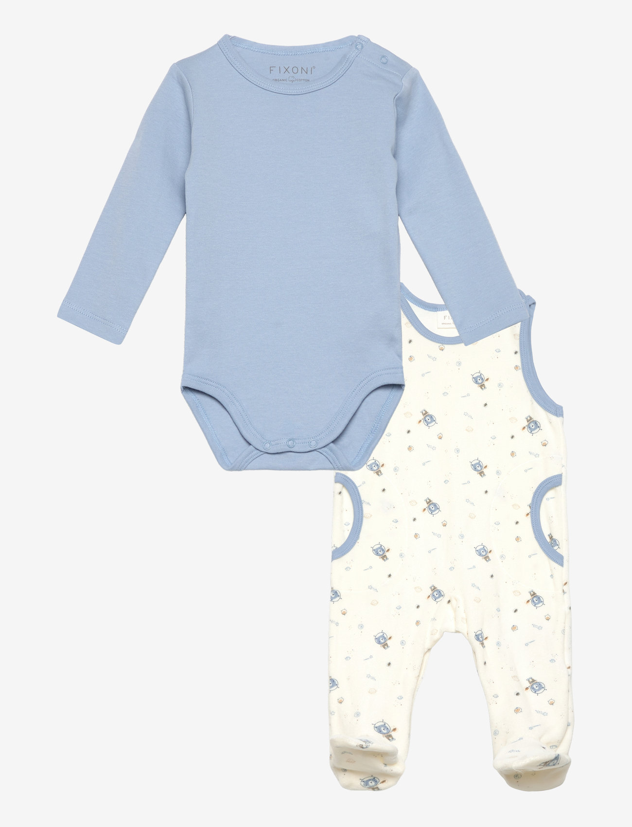 Fixoni - Body LS w.Velour Romper - sets with body - ashley blue - 0