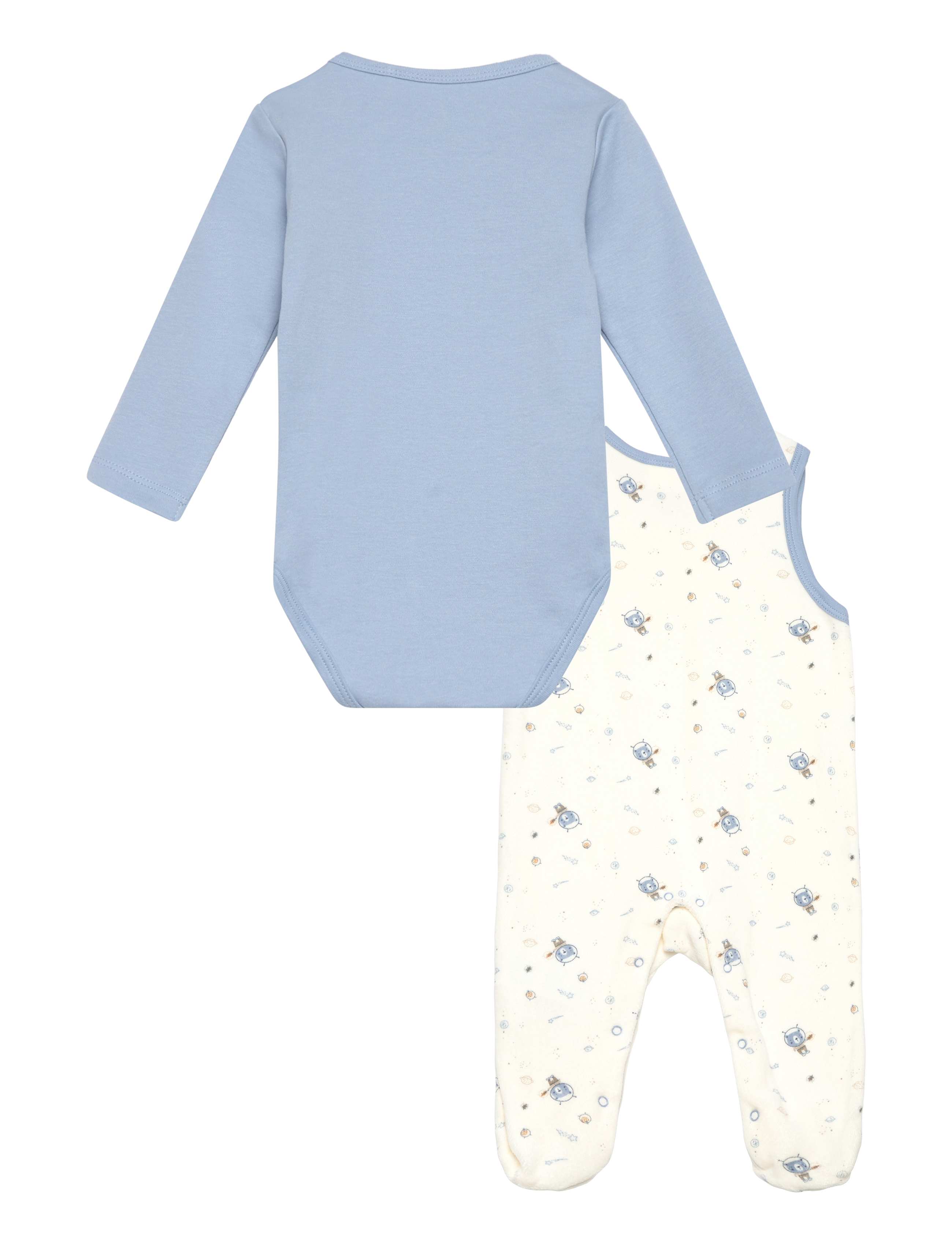 Fixoni - Body LS w.Velour Romper - set med body - ashley blue - 1