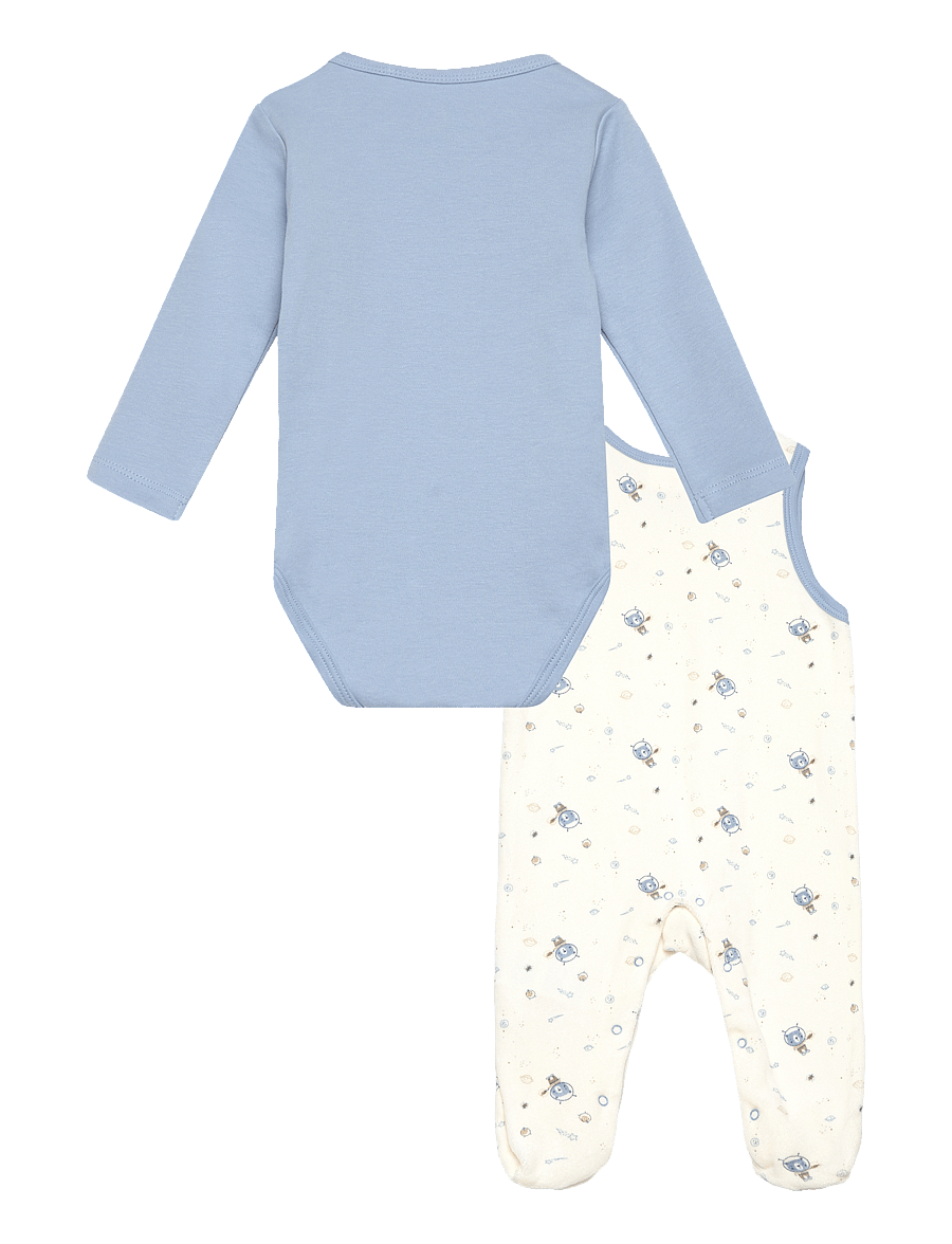 Fixoni - Body LS w.Velour Romper - set med body - ashley blue - 1