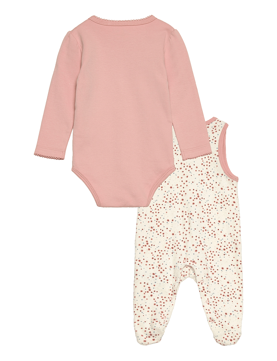 Fixoni - Body LS w.Velour Romper - komplektai su bodžiu - misty rose - 1
