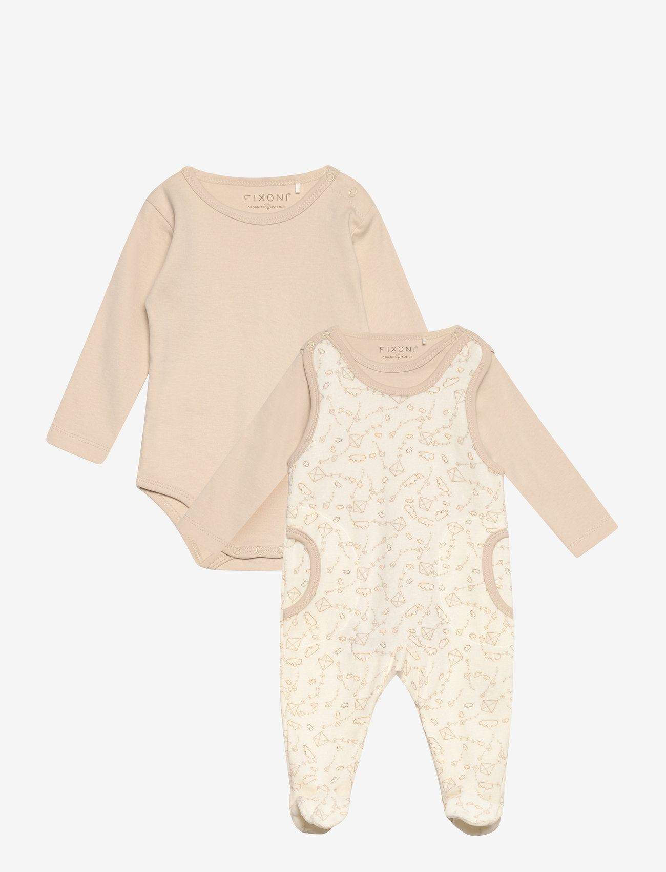 Fixoni - Body LS w.Velour Romper - sets with body - oatmeal - 0