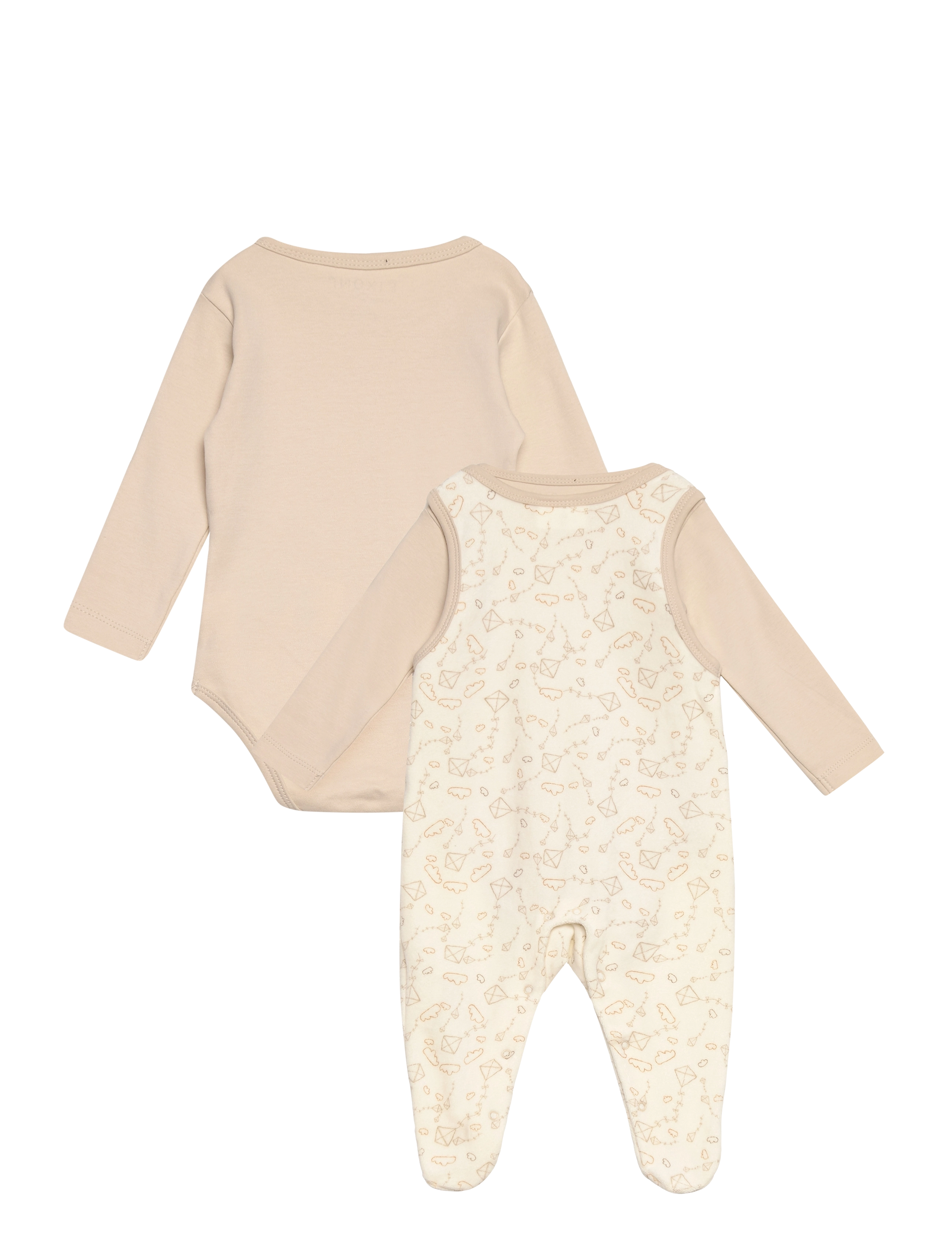 Fixoni - Body LS w.Velour Romper - sett með samfellu - oatmeal - 1