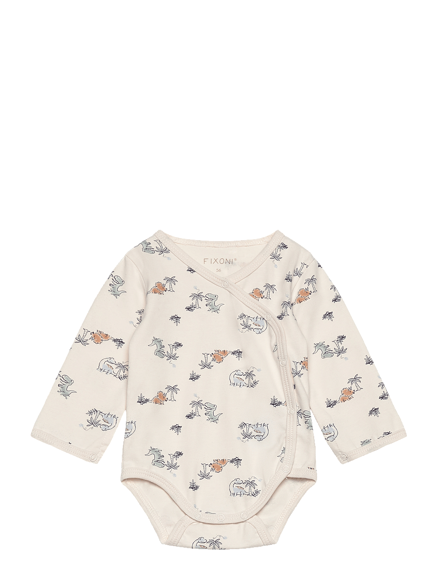 Fixoni - Wrap Body LS AOP - långärmade bodies - zen blue - 0