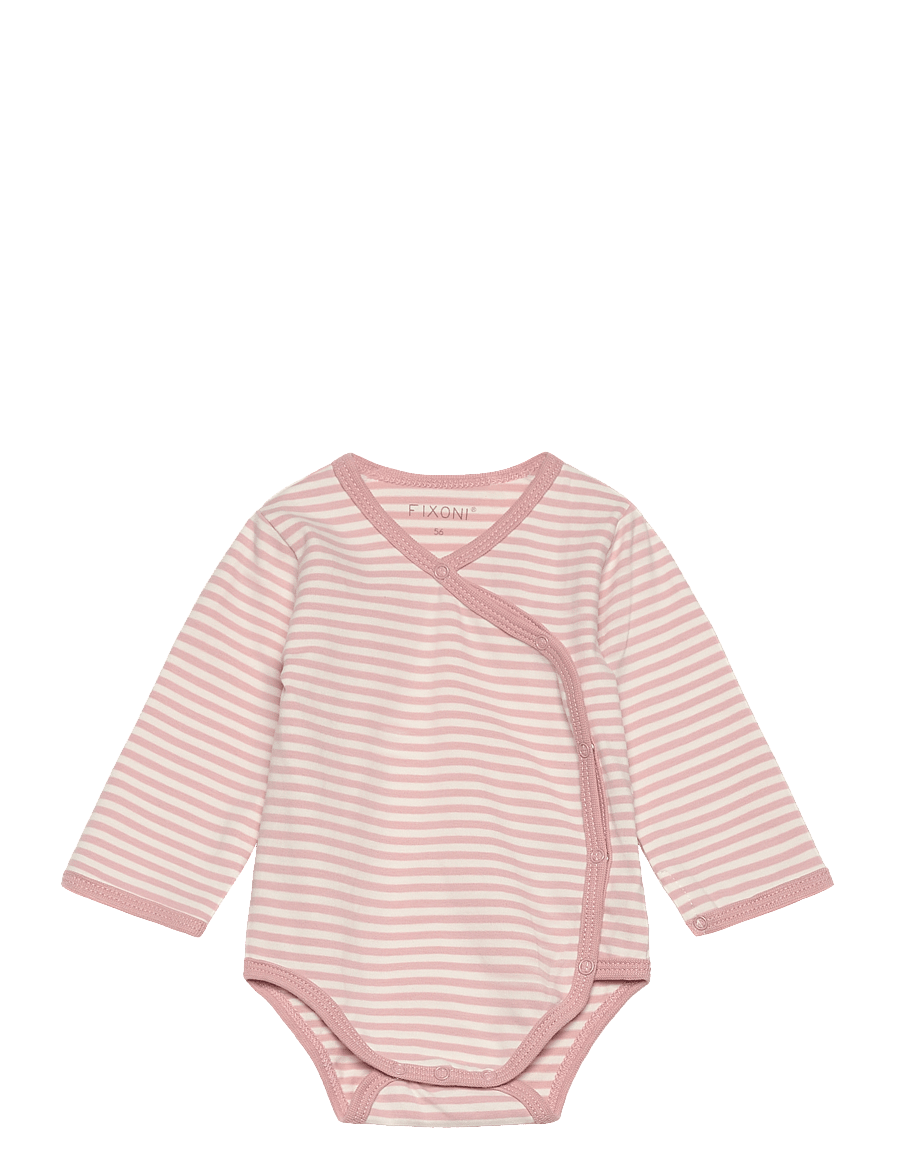 Fixoni - Wrap Body LS Y/D Stripe - pikkade varrukatega bodid - pale mauve - 0